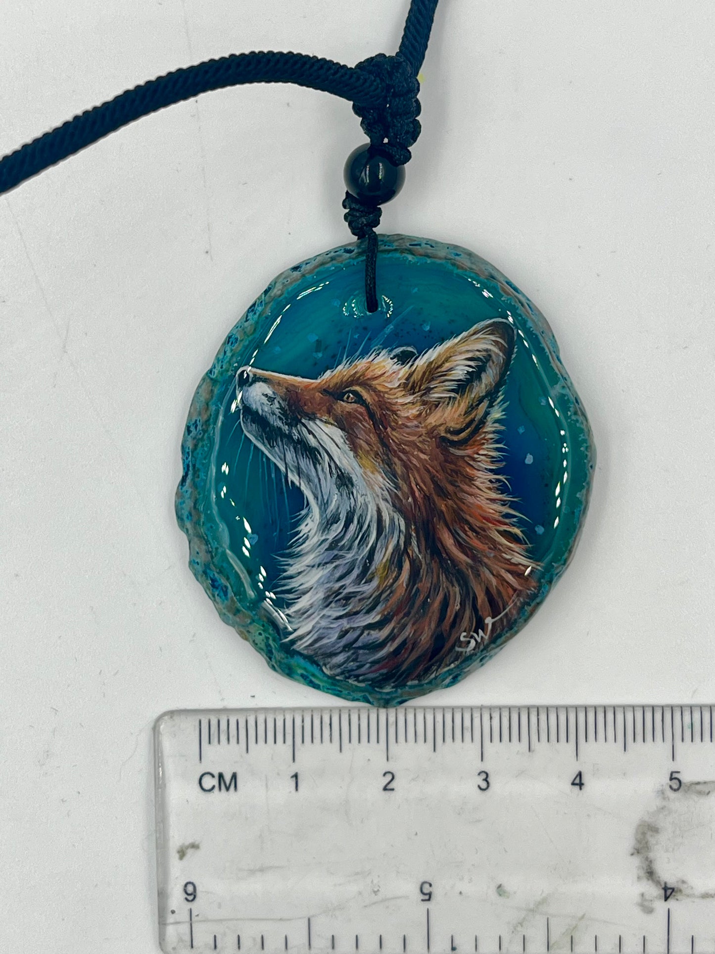 Einzigartige Anhänger /Der Fuchs/Achat/Hand bemalt Juwelen und tragbare Kunst /Natur Schmuck