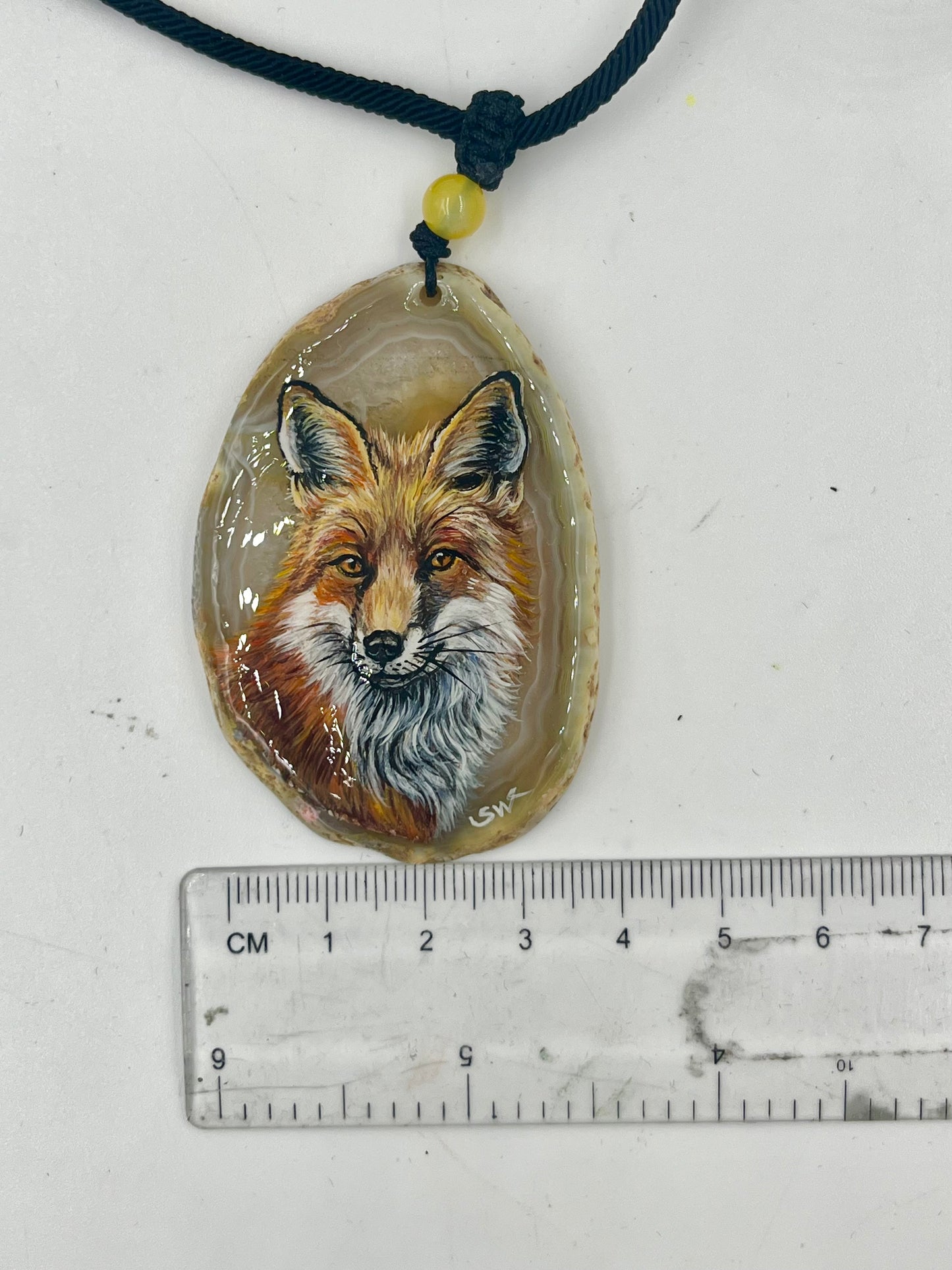 Einzigartige Anhänger /Der Fuchs/Achat/Hand bemalt Juwelen und tragbare Kunst /Natur Schmuck