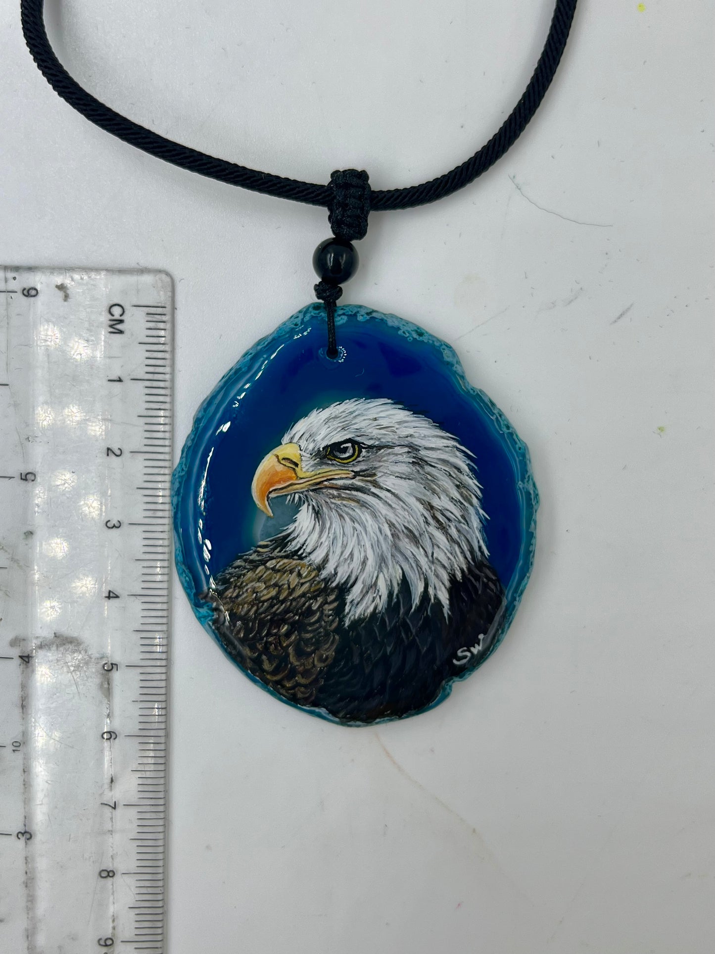 Einzigartige Anhänger /der Adler/Achat/Hand bemalt