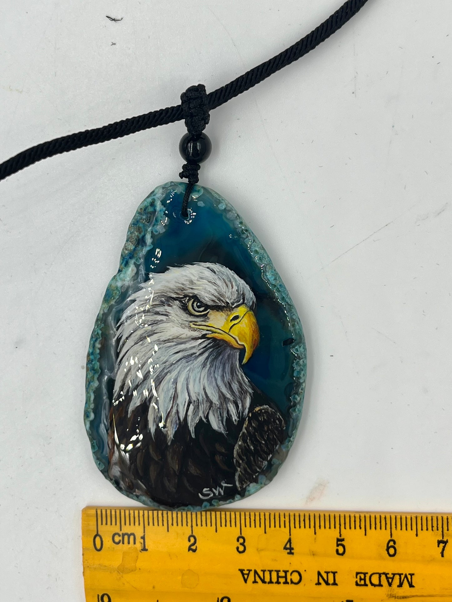 Einzigartige Anhänger /der Adler/Achat/Hand bemalt