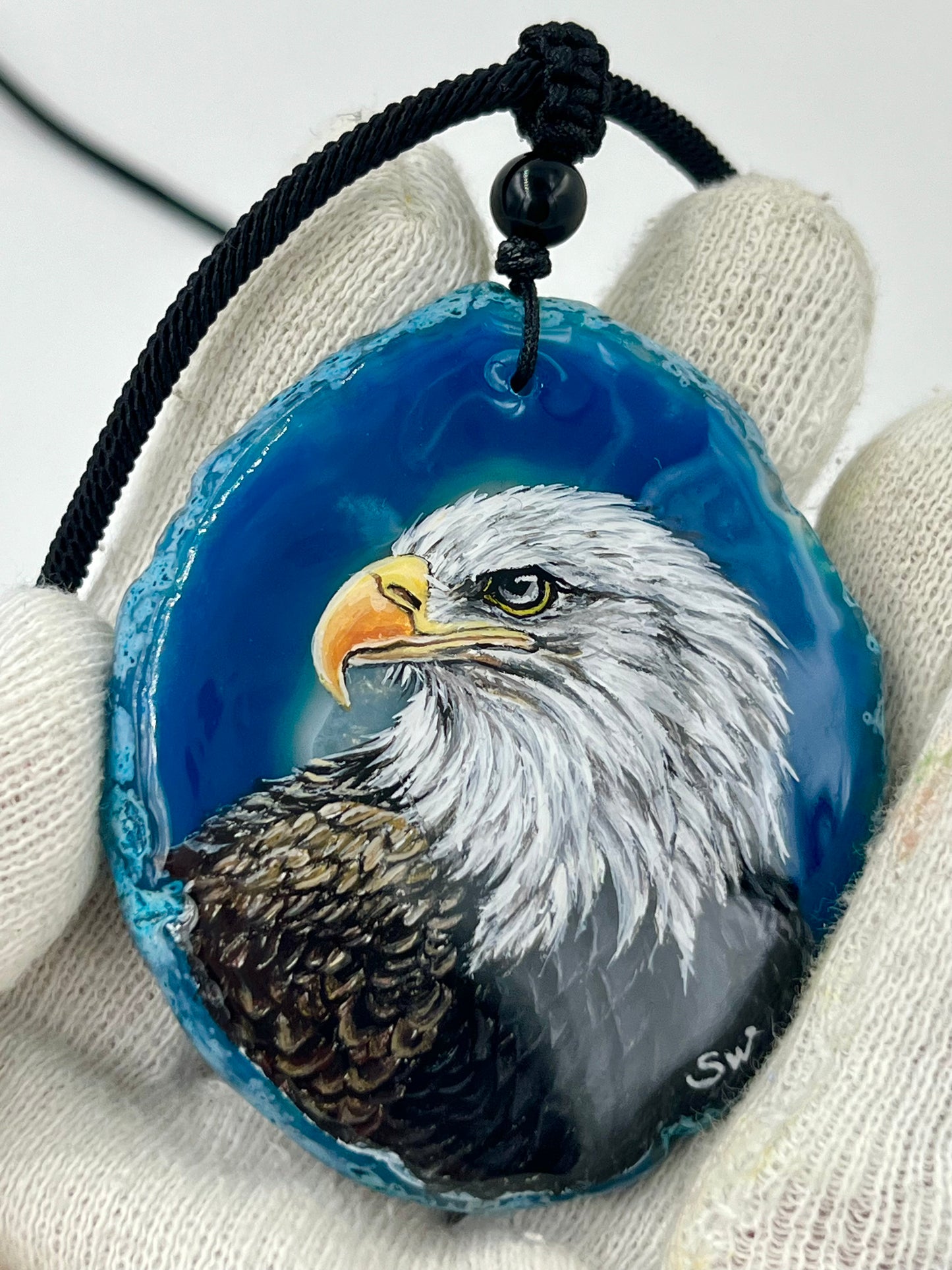 Einzigartige Anhänger /der Adler/Achat/Hand bemalt
