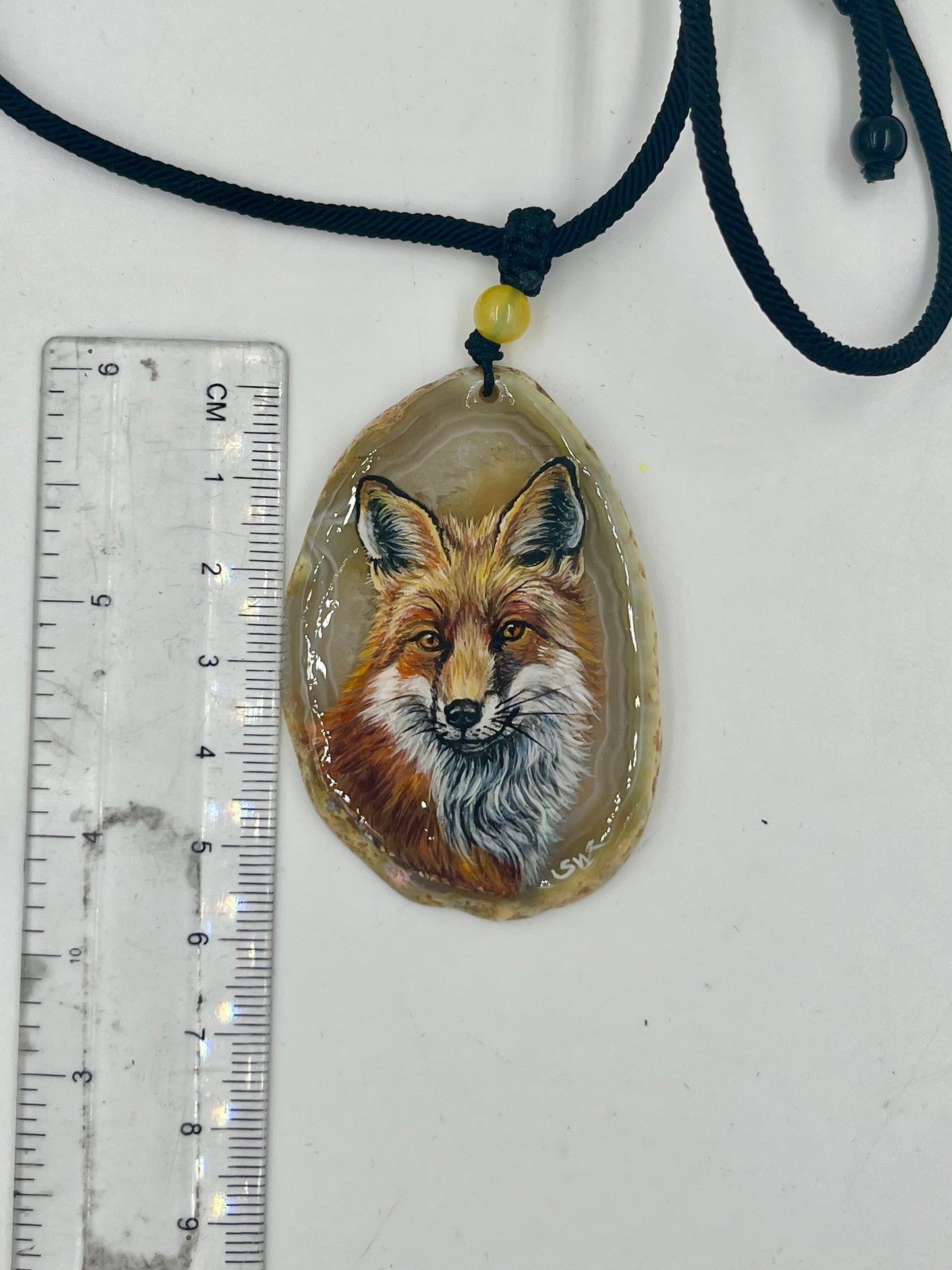 Einzigartige Anhänger /Der Fuchs/Achat/Hand bemalt Juwelen und tragbare Kunst /Natur Schmuck