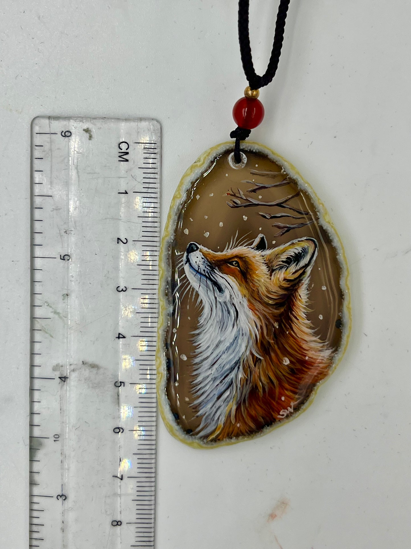 Einzigartige Anhänger /der Fuchs/Achat/Hand bemalt