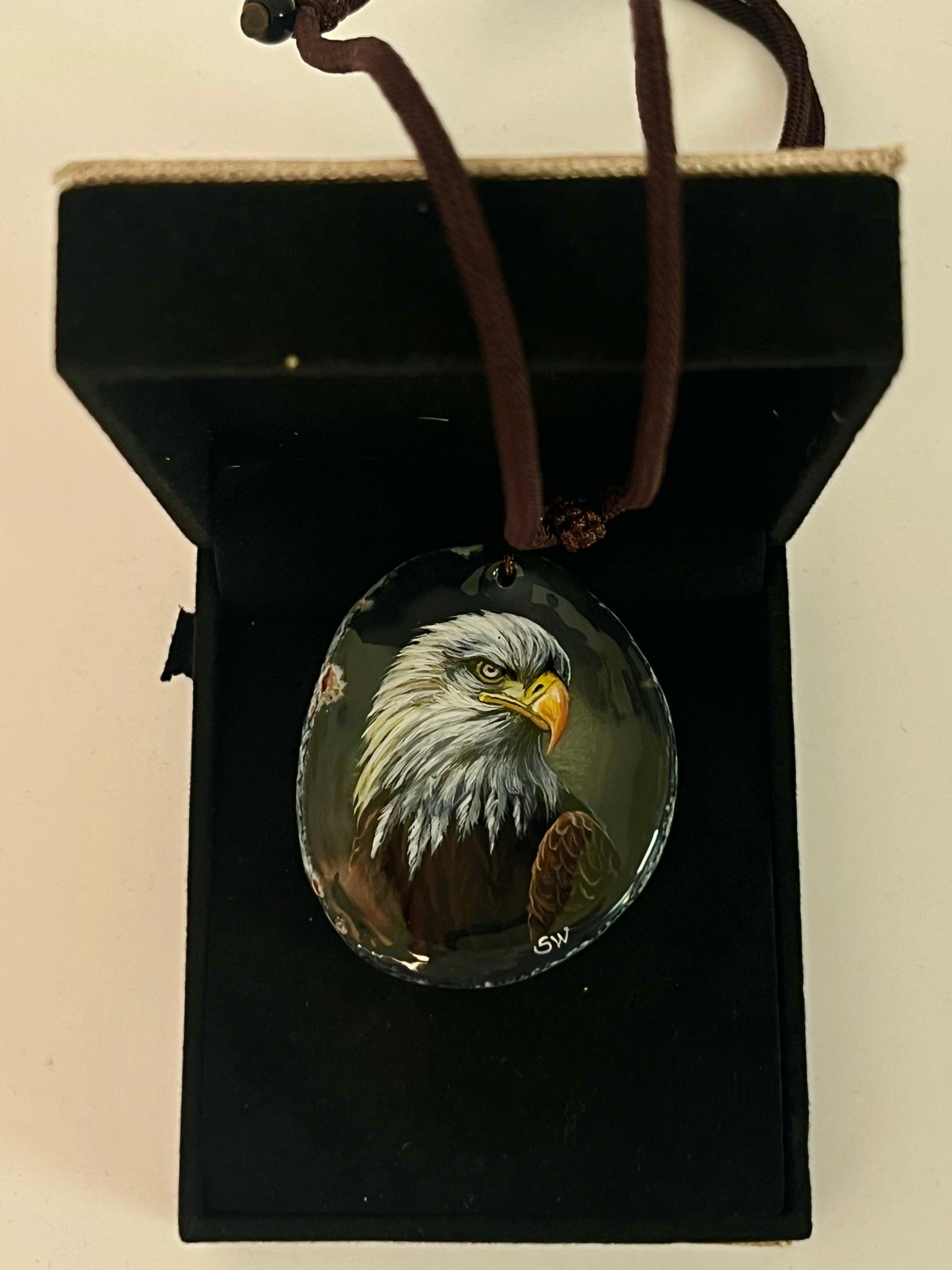 Einzigartige Anhänger /der Adler/Achat/Hand bemalt Juwelen und tragbare Kunst /Natur Schmuck