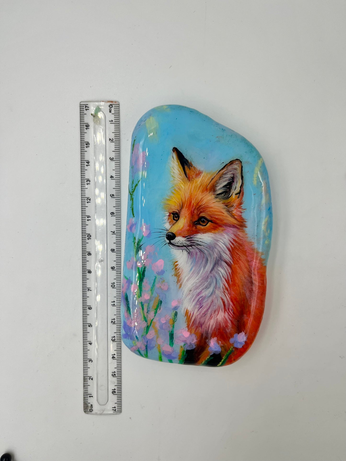 Einzigartig handbemalte Stein/der Fuchs  /inklusive Tischstaffelei