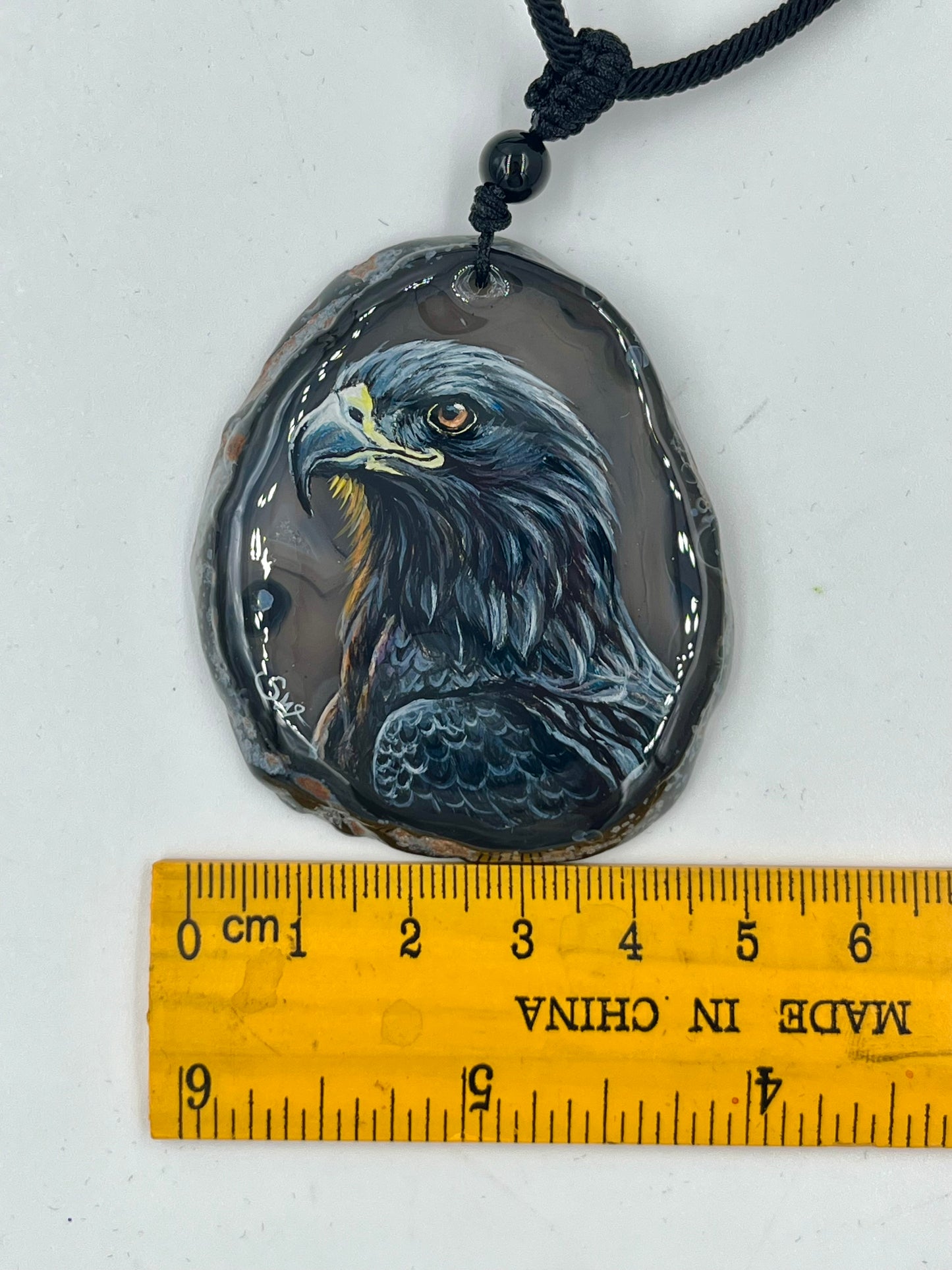 Einzigartige Anhänger /Der Adler/Achat/Hand bemalt Juwelen und tragbare Kunst /Natur Schmuck