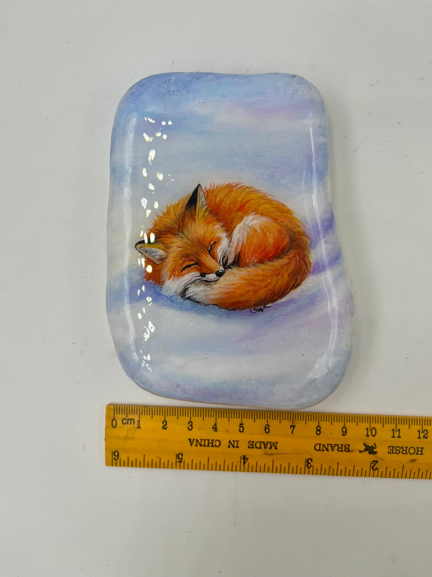 Einzigartig handbemalte Stein/der Fuchs /inklusive Tischstaffelei