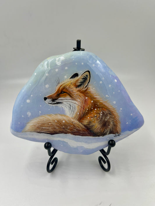 Einzigartig handbemalte Stein/der Fuchs /inklusive Tischstaffelei