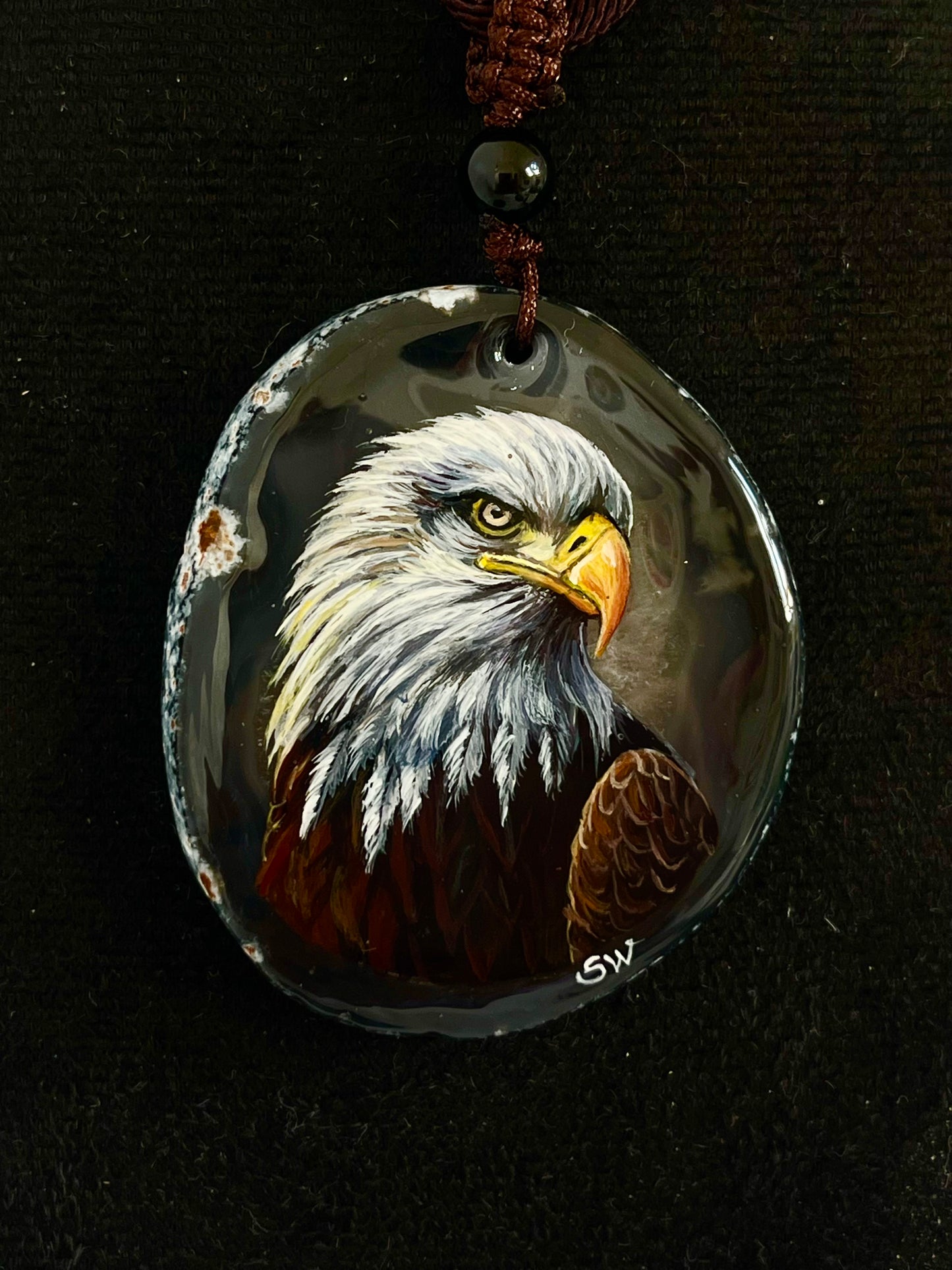 Einzigartige Anhänger /der Adler/Achat/Hand bemalt Juwelen und tragbare Kunst /Natur Schmuck