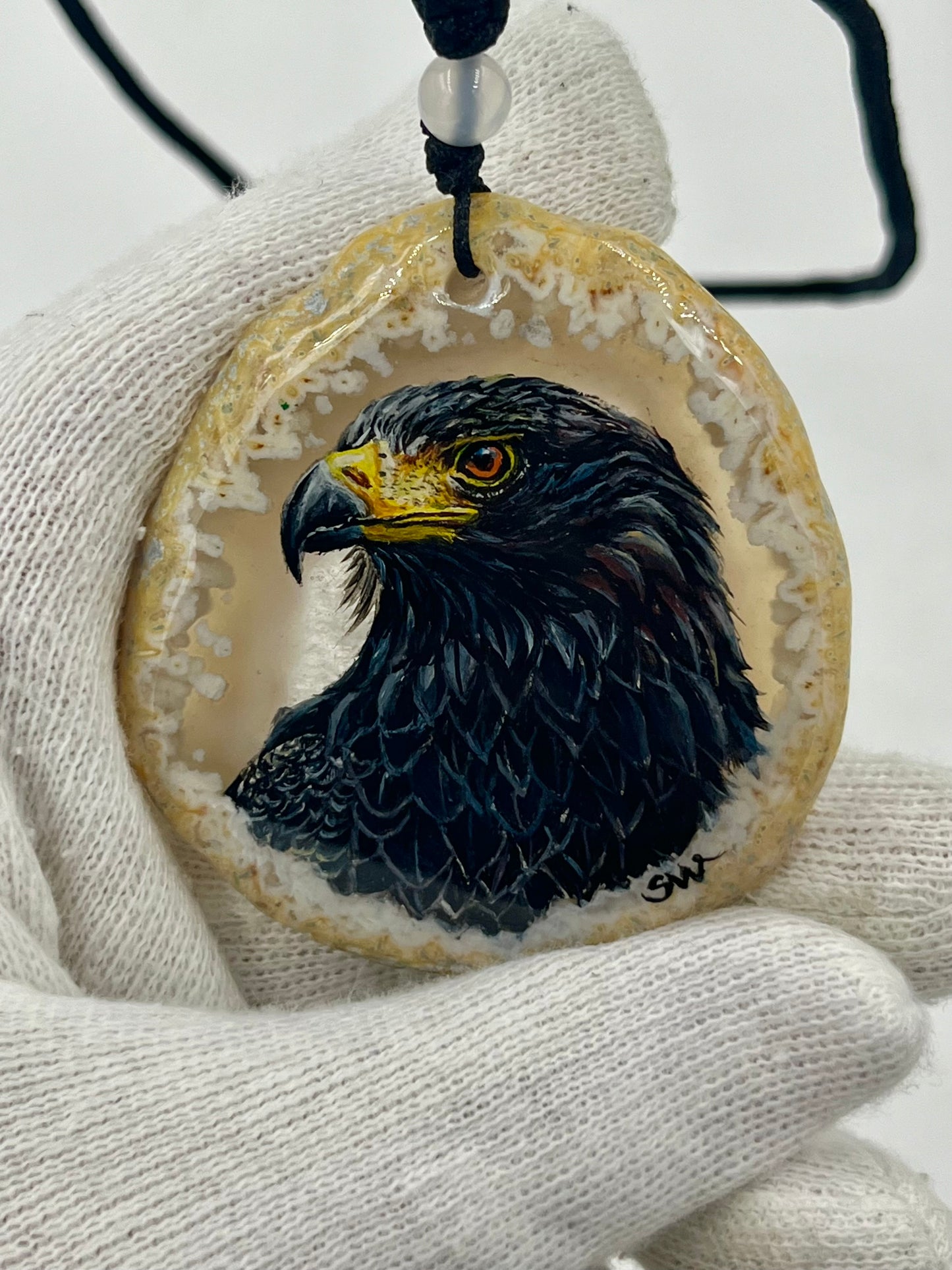 Einzigartige Anhänger /Der Adler/Achat/Hand bemalt Juwelen und tragbare Kunst /Natur Schmuck