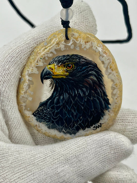 Einzigartige Anhänger /Der Adler/Achat/Hand bemalt Juwelen und tragbare Kunst /Natur Schmuck