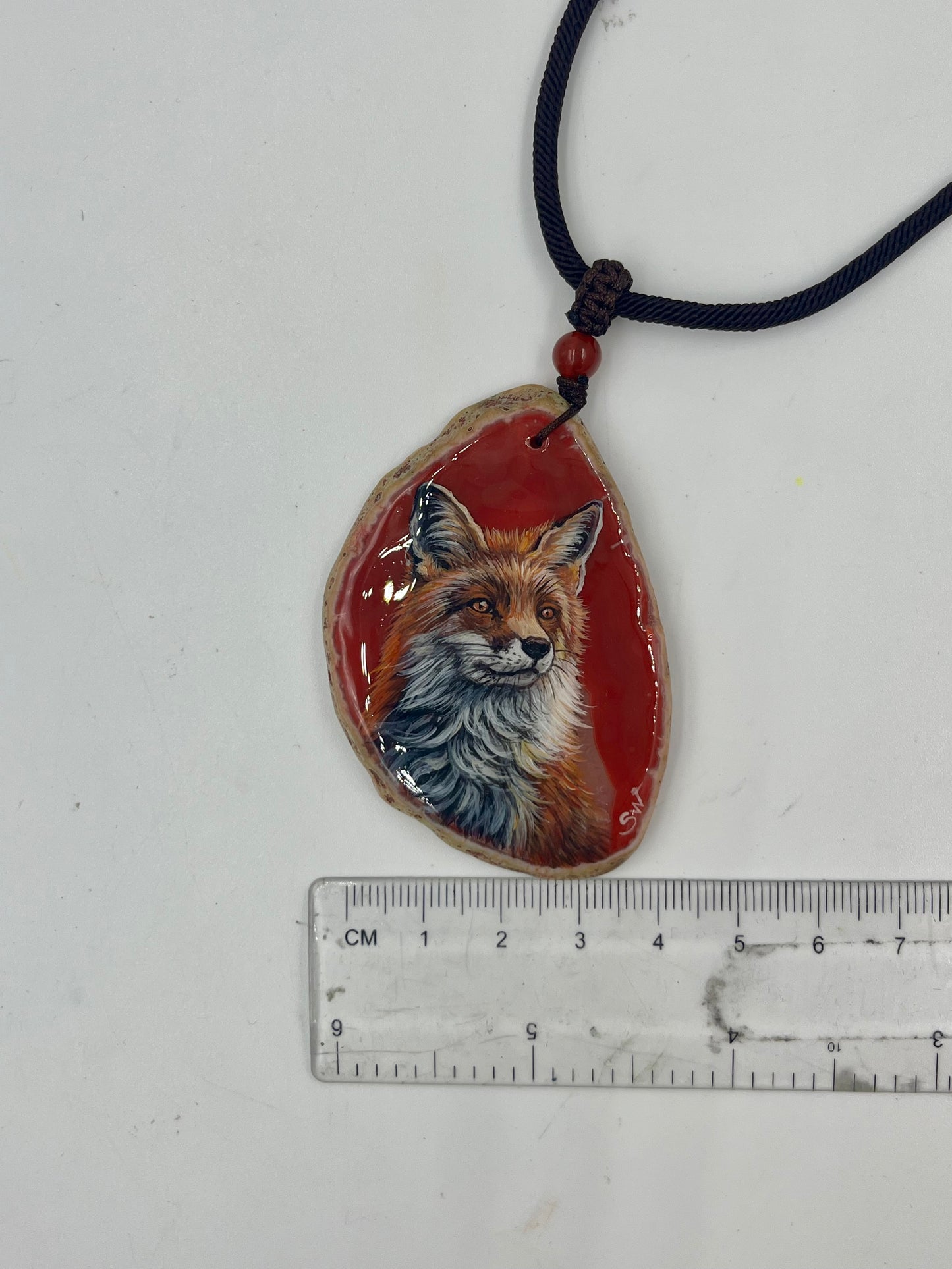Einzigartige Anhänger /Der Fuchs/Achat/Hand bemalt Juwelen und tragbare Kunst /Natur Schmuck