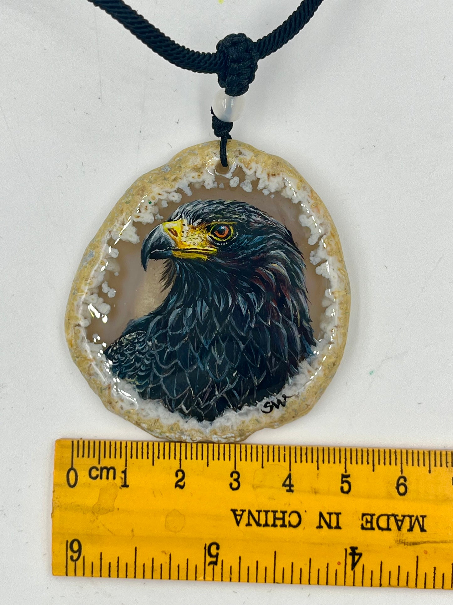 Einzigartige Anhänger /Der Adler/Achat/Hand bemalt Juwelen und tragbare Kunst /Natur Schmuck