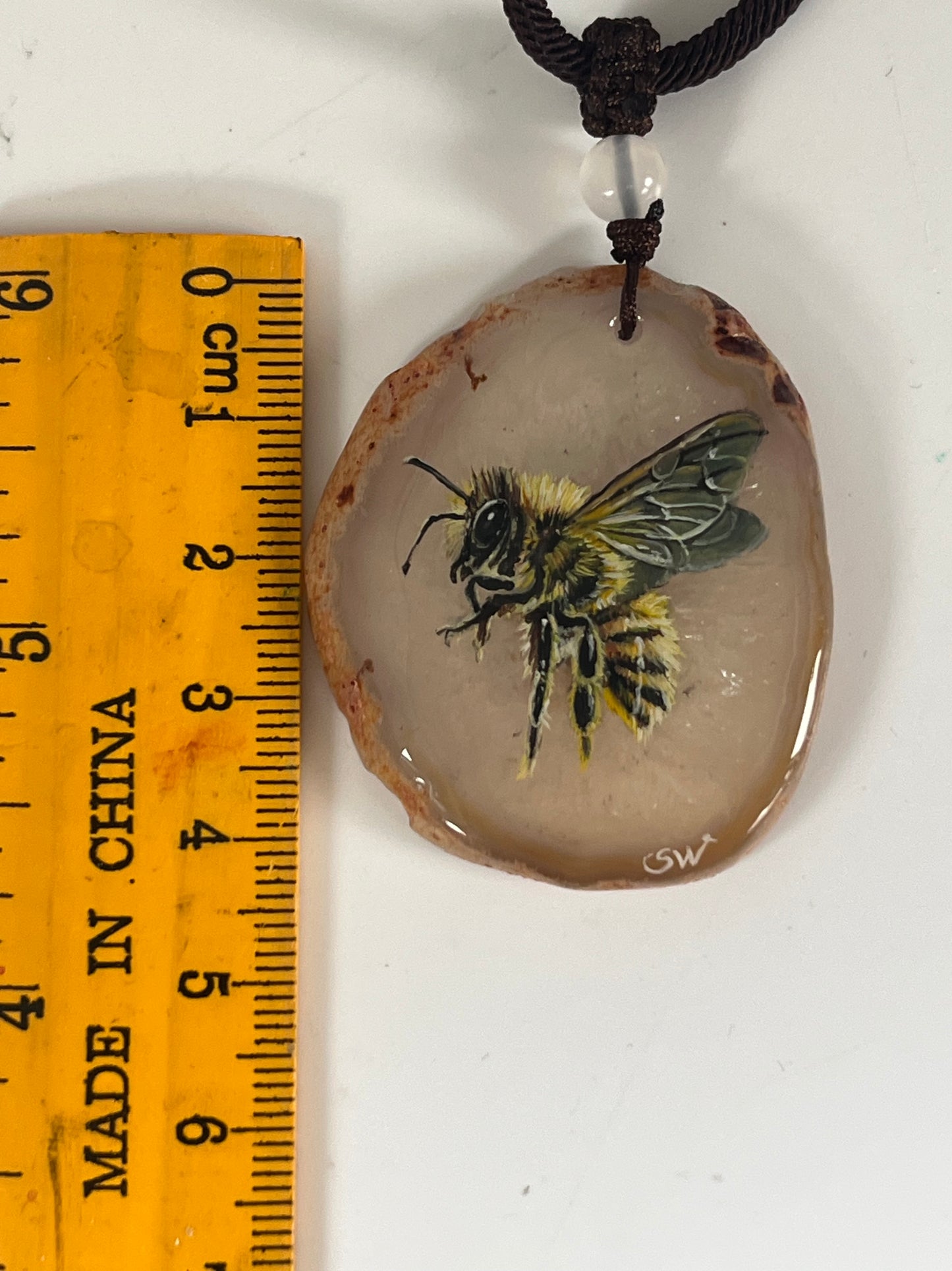 Einzigartige Anhänger /Der Biene/Achat/Hand bemalt Juwelen und tragbare Kunst /Natur Schmuck