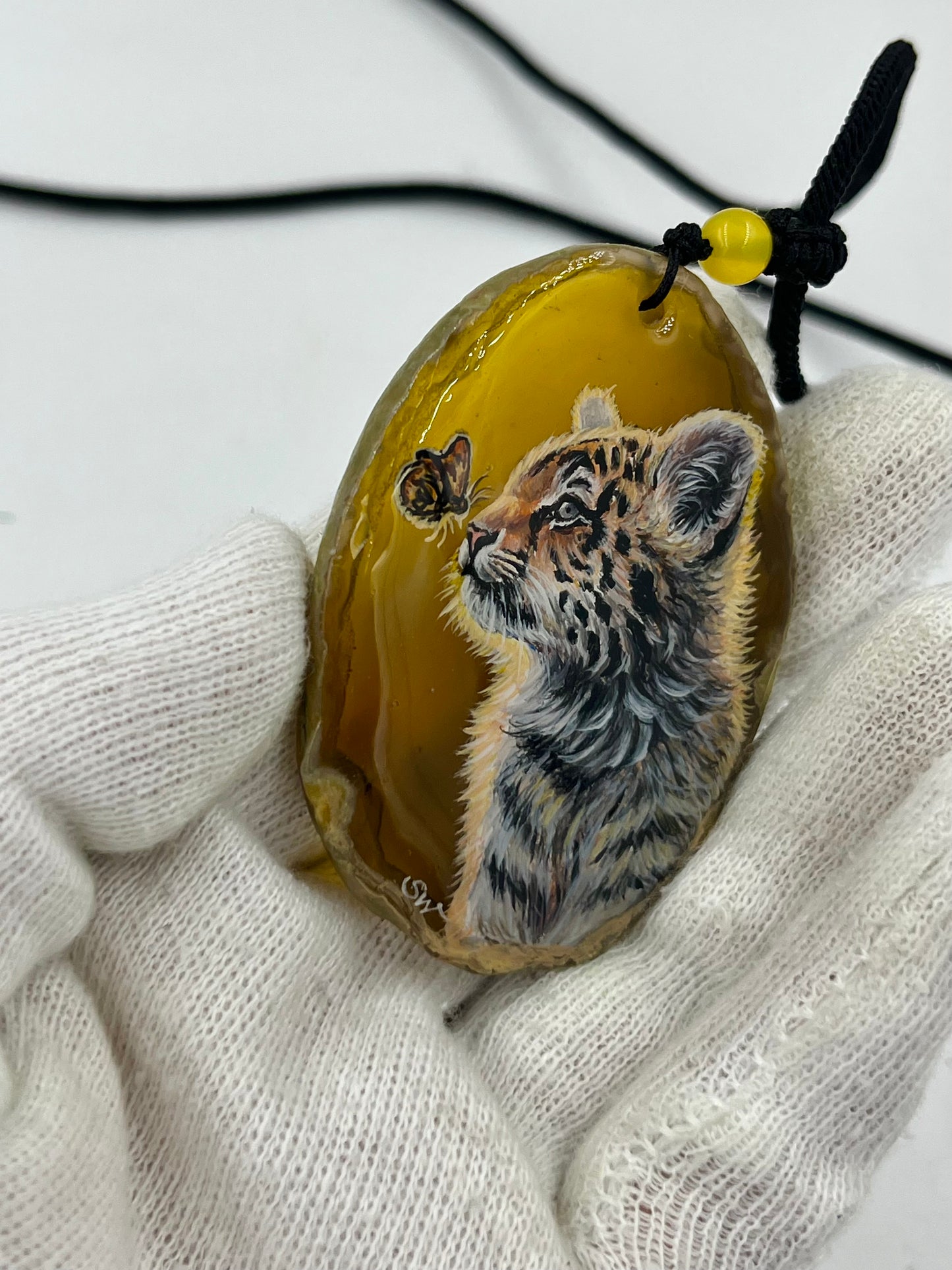 Einzigartige Anhänger /Einzigartige Anhänger /Das Tigeebaby /Achat/Hand bemalt Juwelen und tragbare Kunst /Natur Schmuck /Achat/Hand bemalt Juwelen und tragbare Kunst /Natur Schmuck