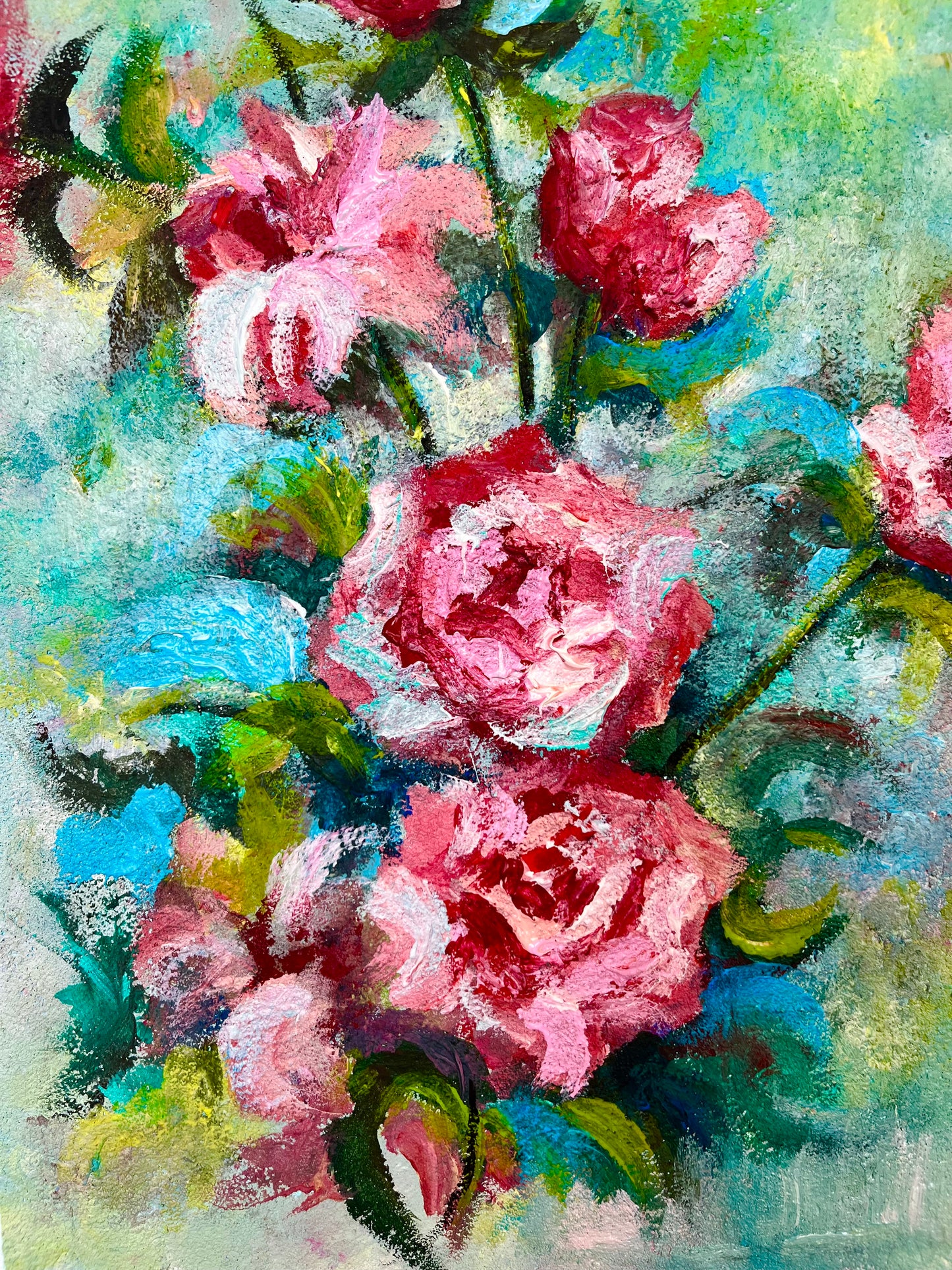 Original acrylic painting, Rosen ,Acryl auf Leinwand, Wandkunst,Handgefertigt