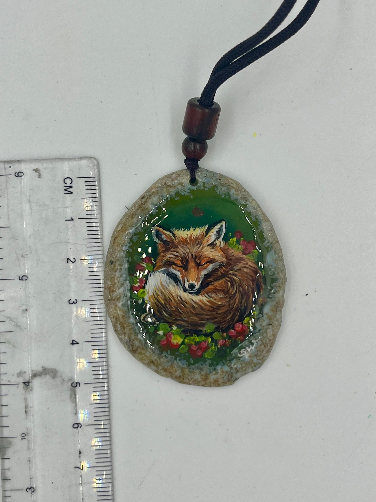 Einzigartige Anhänger /Der Fuchs/Achat/Hand bemalt Juwelen und tragbare Kunst /Natur Schmuck