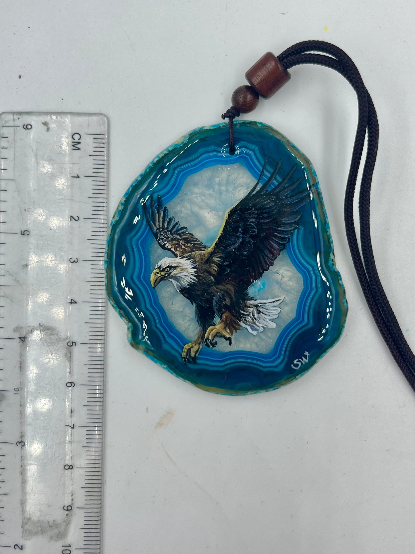 Einzigartige Anhänger /der Adler /Achat/Hand bemalt