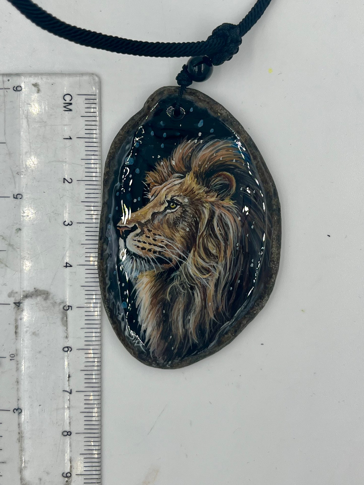 Einzigartige Anhänger /Der Löwe/Achat/Hand bemalt Juwelen und tragbare Kunst /Natur Schmuck