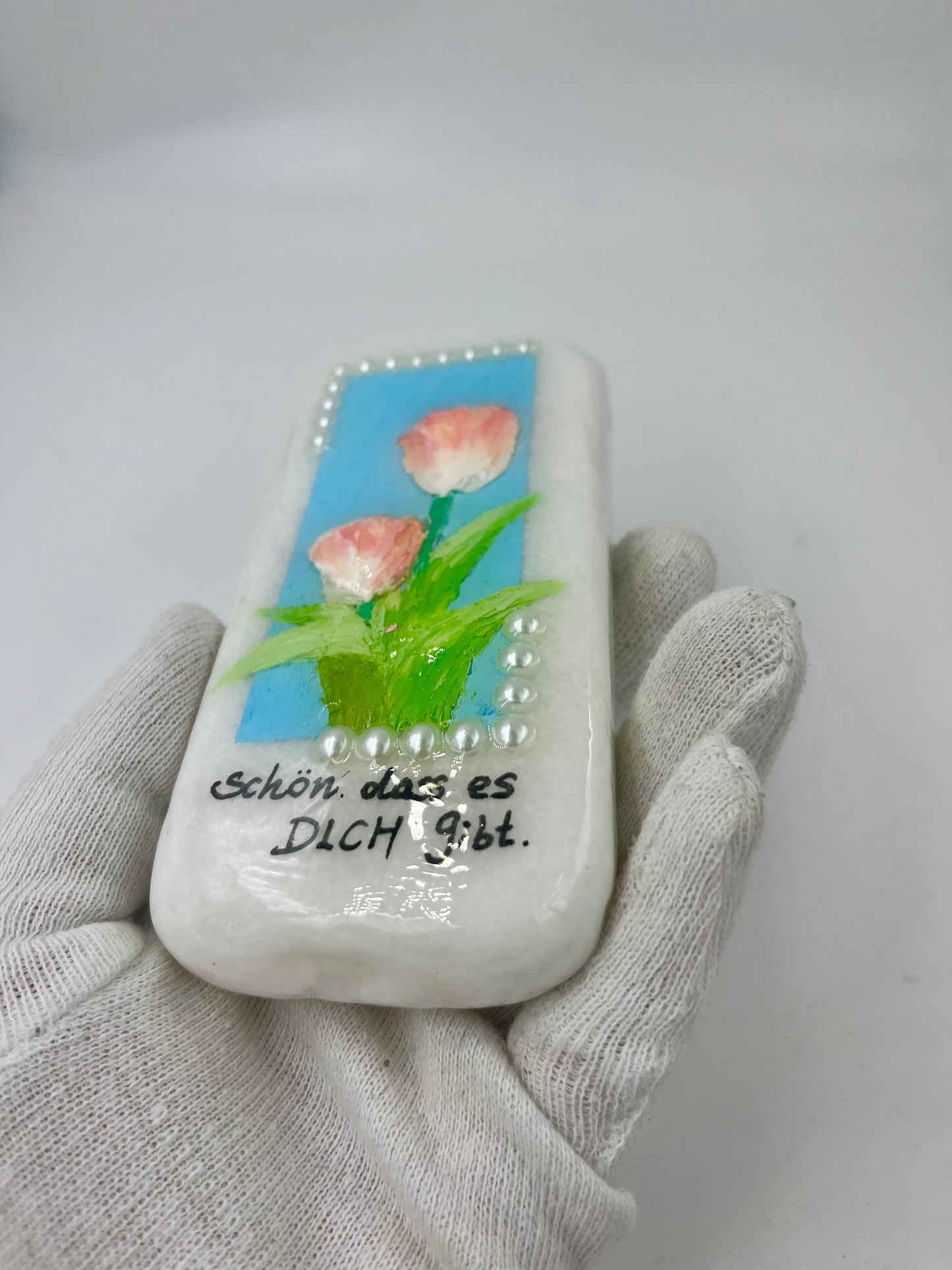 Einzigartig handbemalte Stein/die Tuple/ mit Resin lackiert