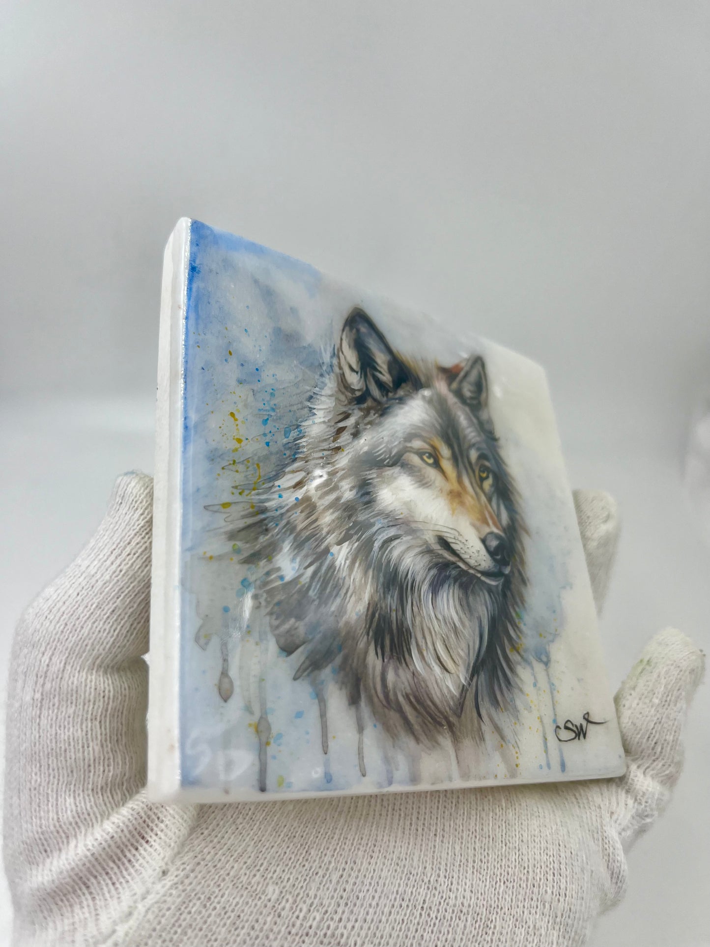 Einzigartig handbemalte Stein-der Fuchs /inklusive Tischstaffelei 10x10cm