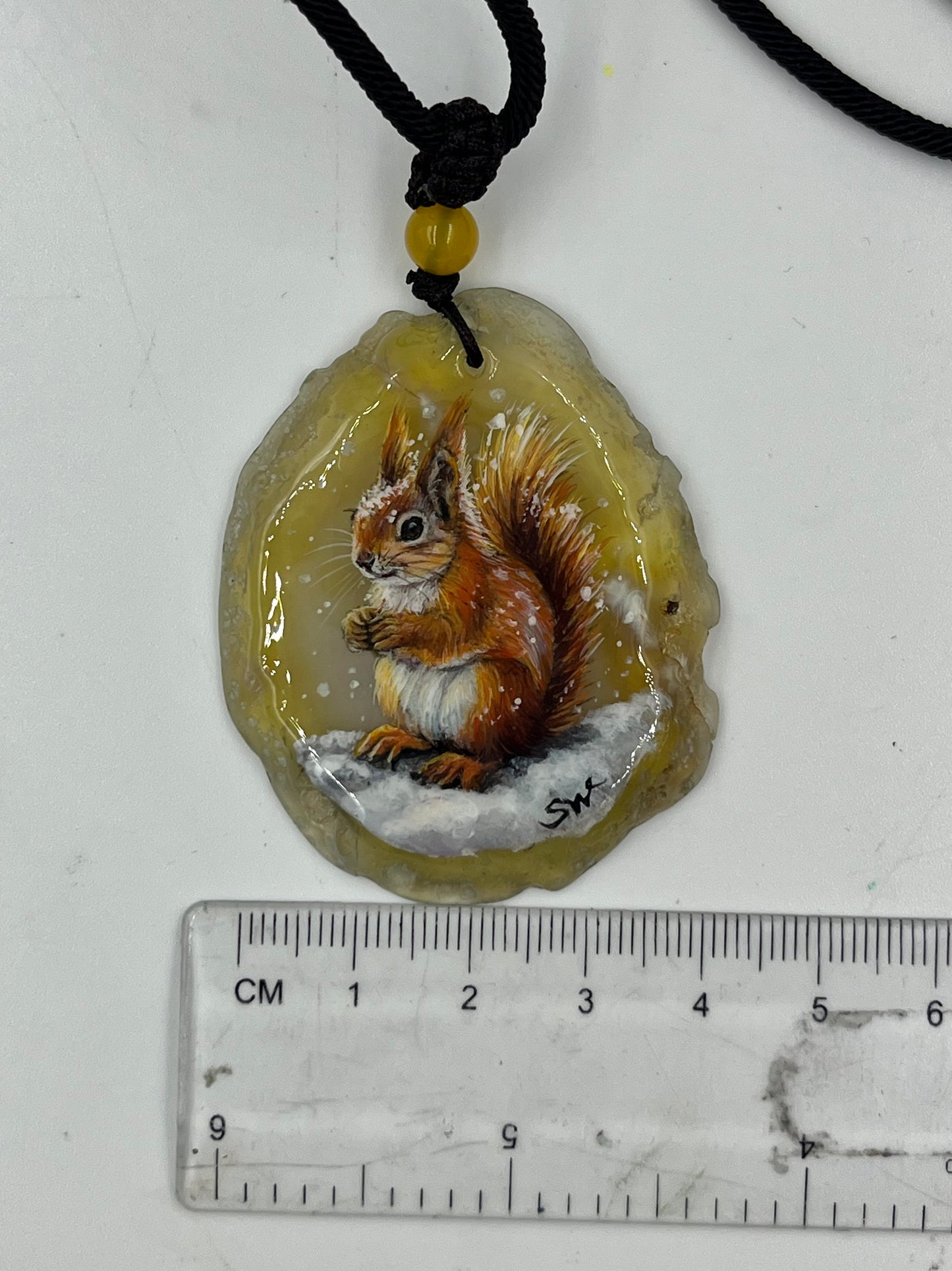 Einzigartige Anhänger /Das Eichhörnchen/Achat/Hand bemalt Juwelen und tragbare Kunst /Natur Schmuck