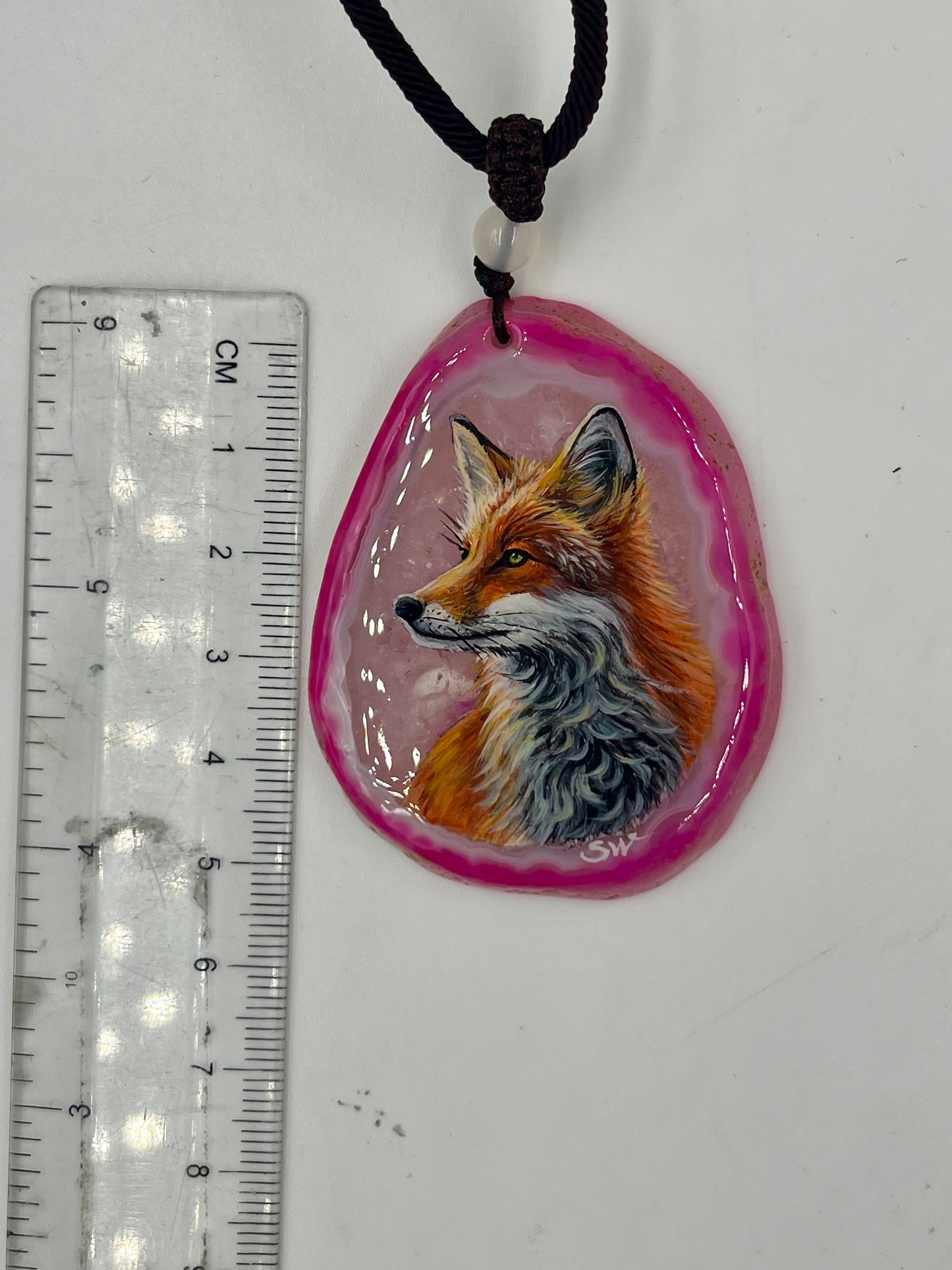 Einzigartige Anhänger /Der Fuchs/Achat/Hand bemalt Juwelen und tragbare Kunst /Natur Schmuck