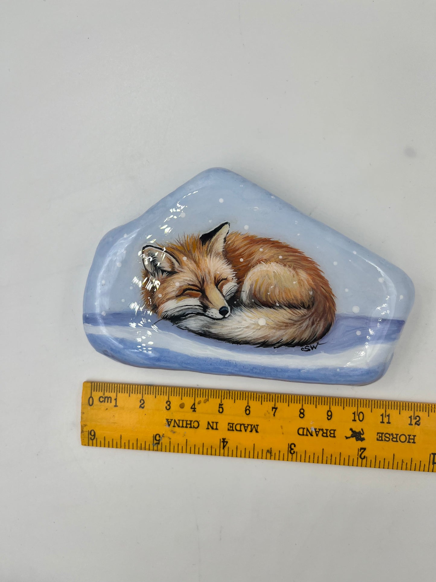 Einzigartig handbemalte Stein/der Fuchs /inklusive Tischstaffelei