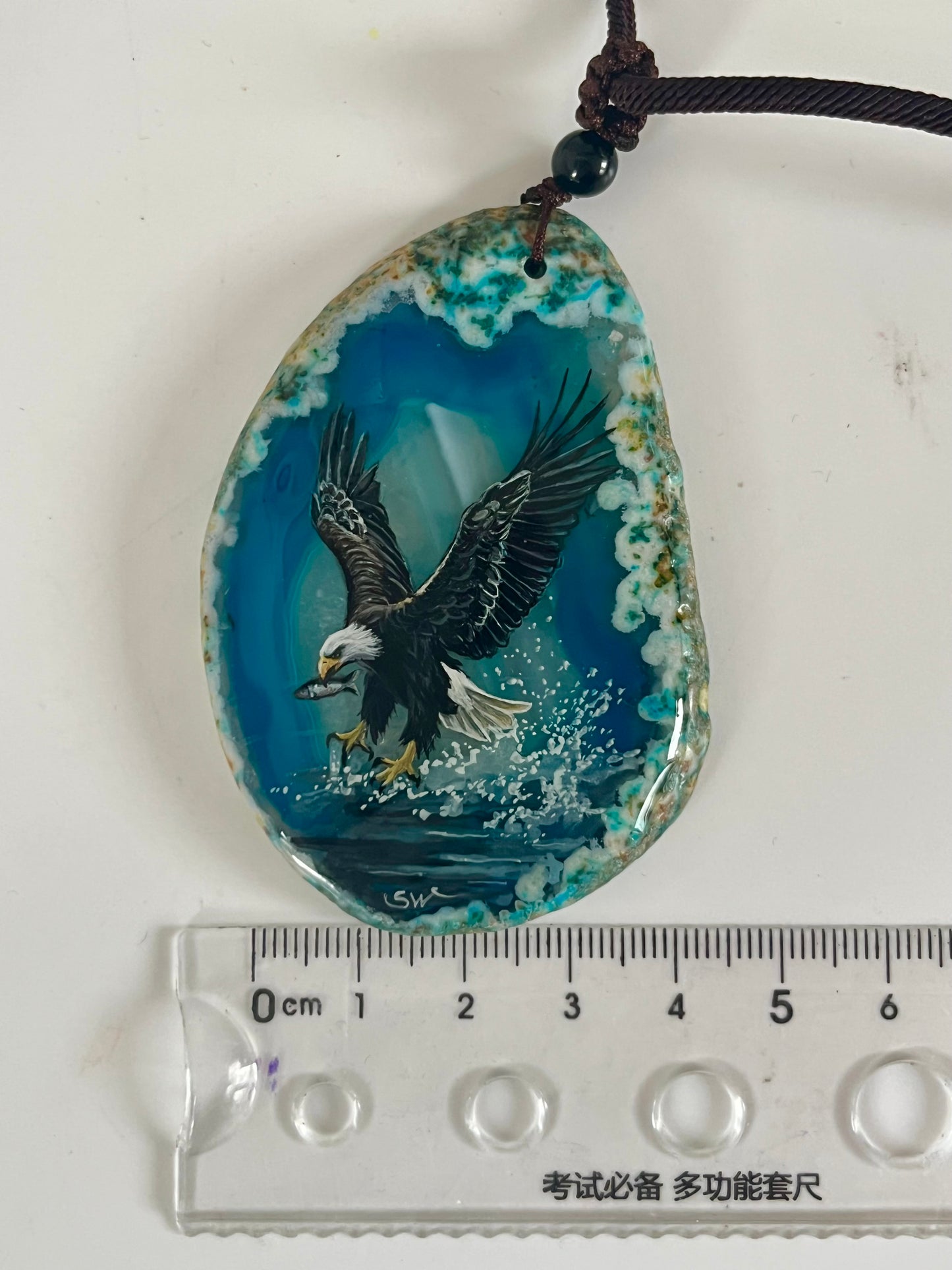 Einzigartige Anhänger /Der Adler /Achat/Hand bemalt Juwelen und tragbare Kunst /Natur Schmuck
