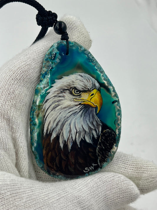 Einzigartige Anhänger /der Adler/Achat/Hand bemalt