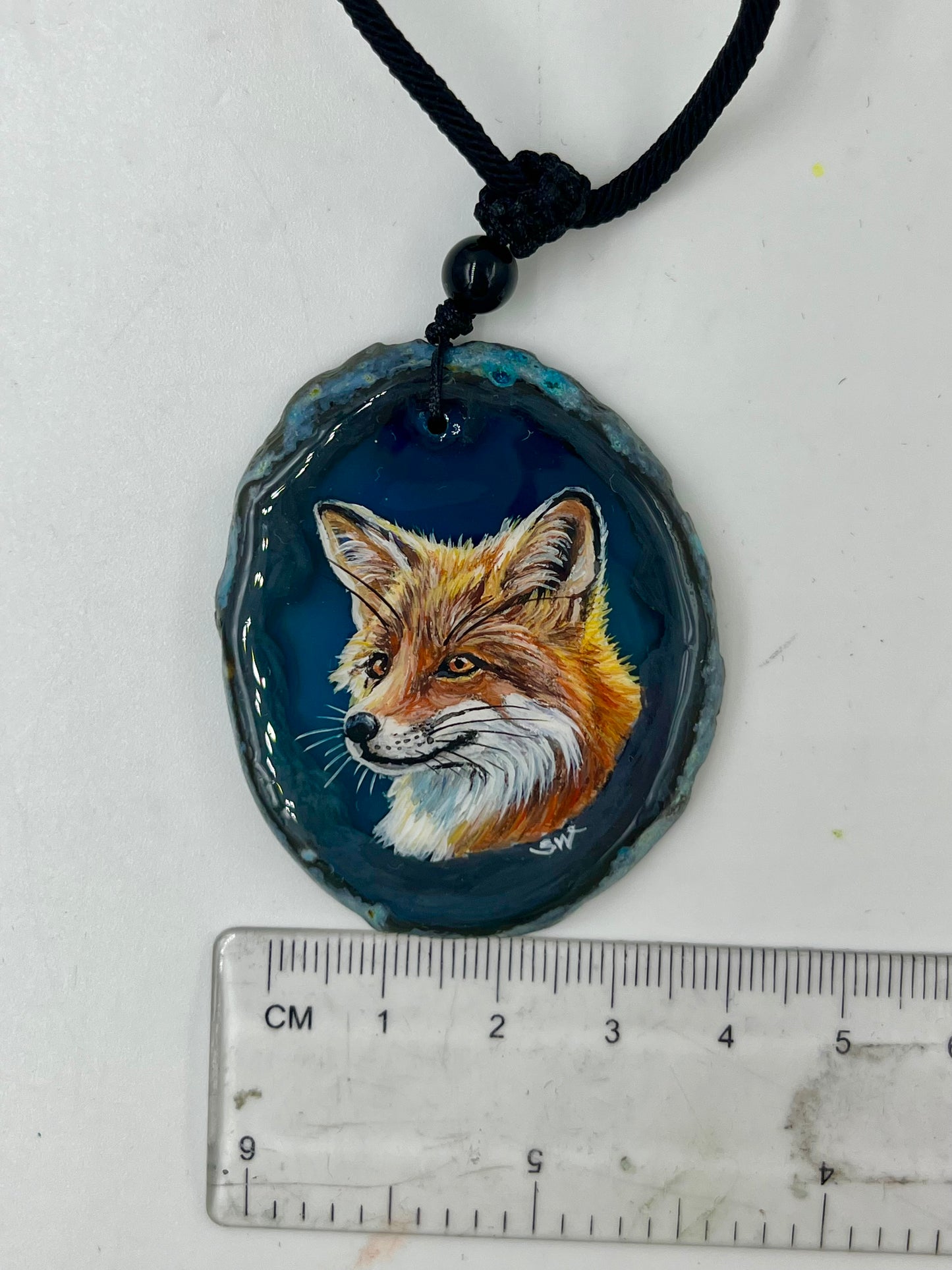 Einzigartige Anhänger /der Fuchs/Achat/Hand bemalt
