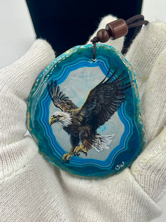 Einzigartige Anhänger /der Adler /Achat/Hand bemalt
