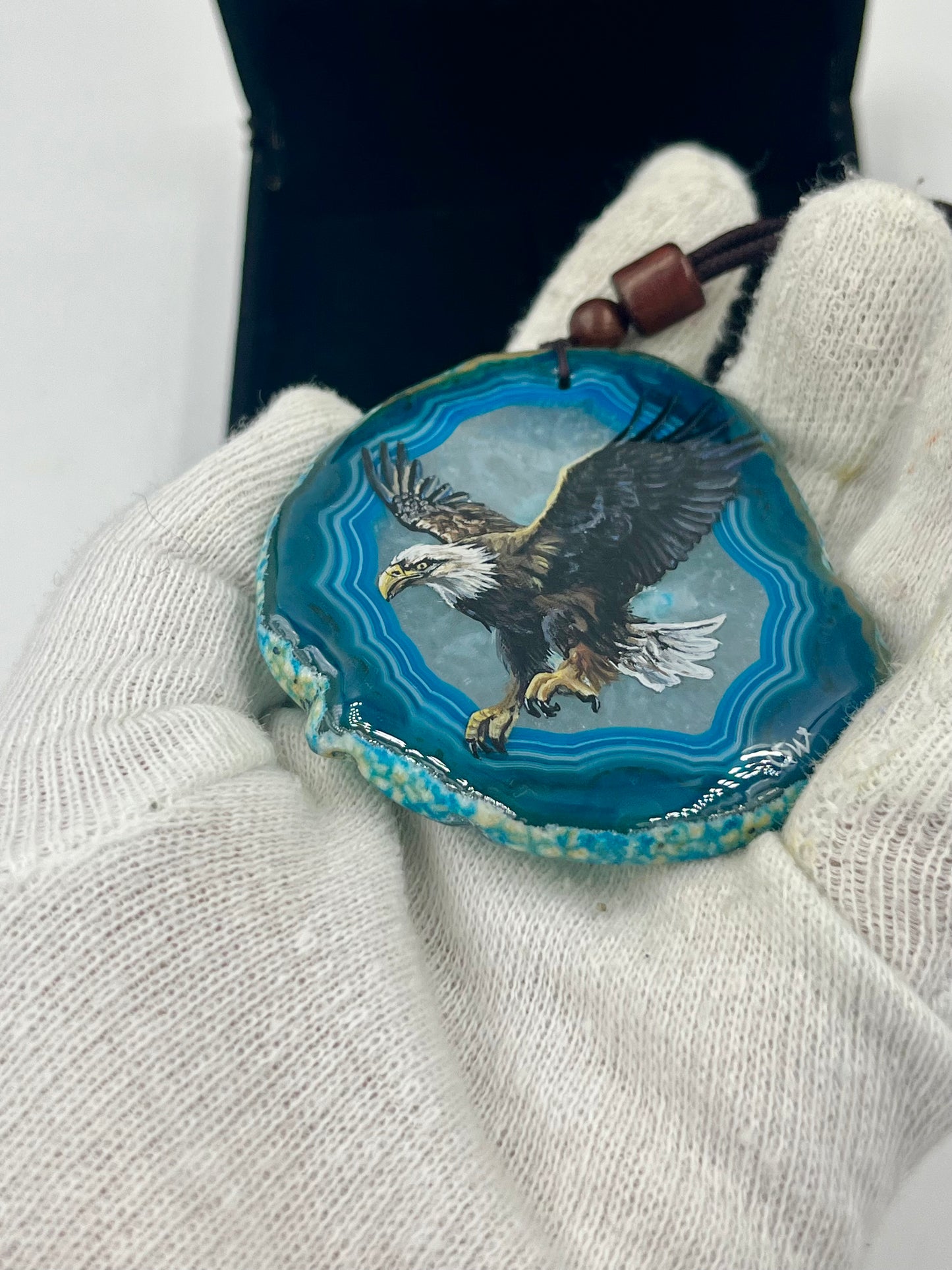 Einzigartige Anhänger /der Adler /Achat/Hand bemalt