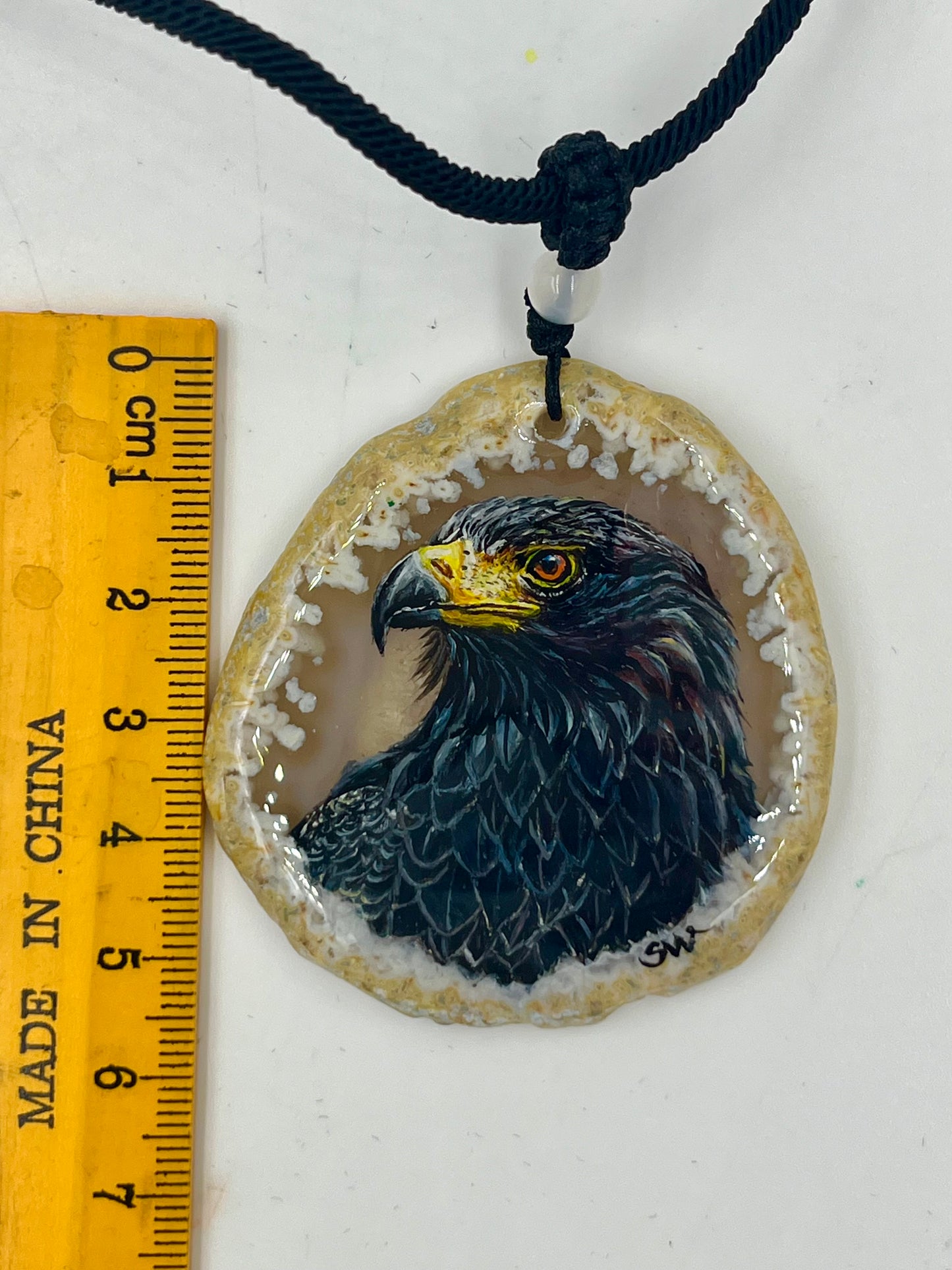 Einzigartige Anhänger /Der Adler/Achat/Hand bemalt Juwelen und tragbare Kunst /Natur Schmuck