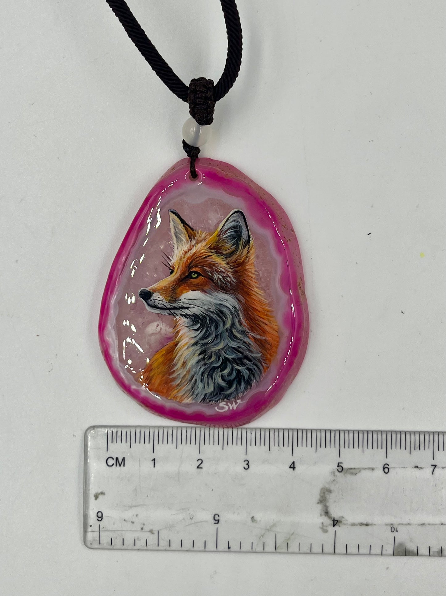 Einzigartige Anhänger /Der Fuchs/Achat/Hand bemalt Juwelen und tragbare Kunst /Natur Schmuck