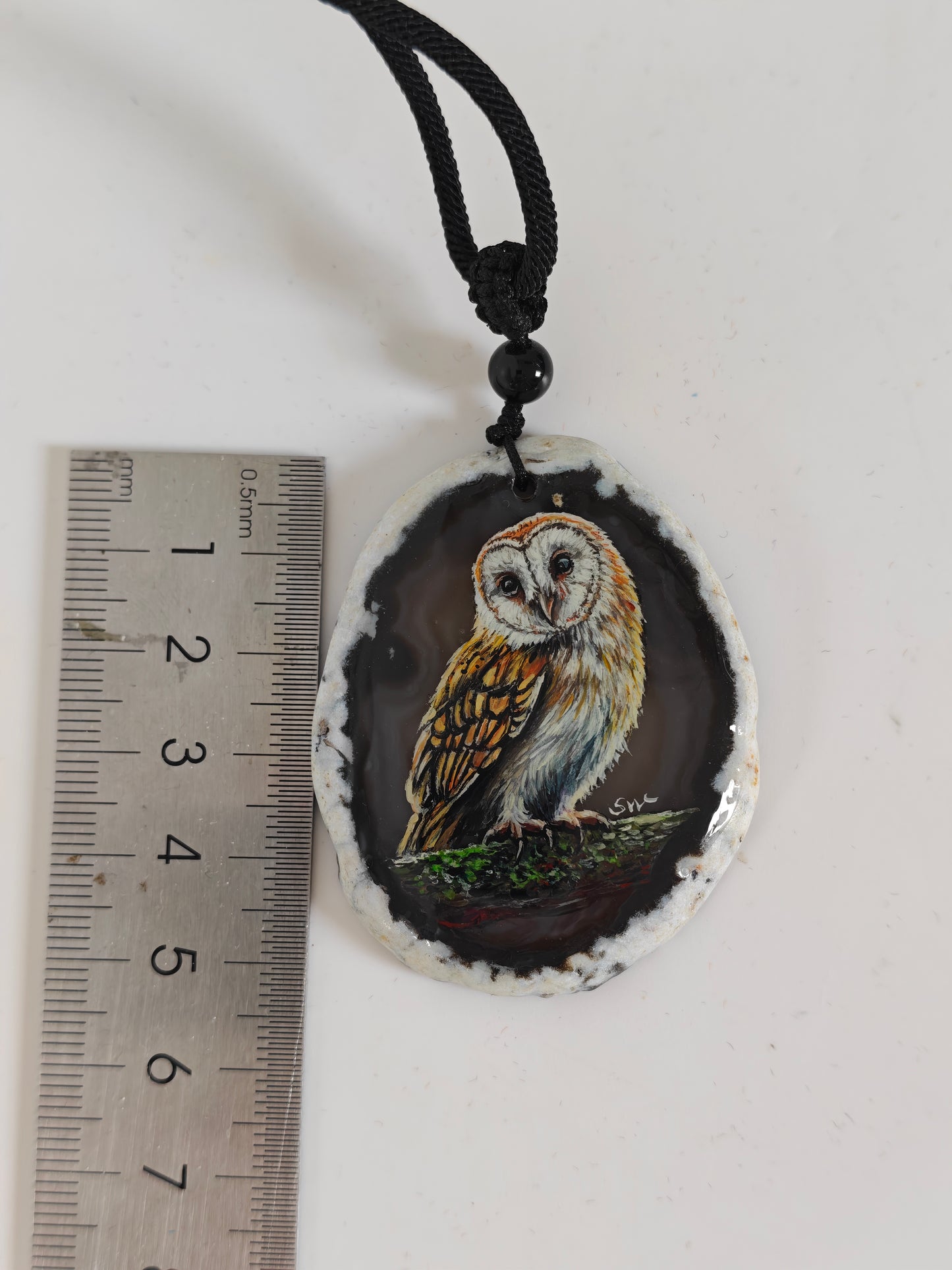 Einzigartige Anhänger /der Eule/Achat/Hand bemalt Juwelen und tragbare Kunst /Natur Schmuck