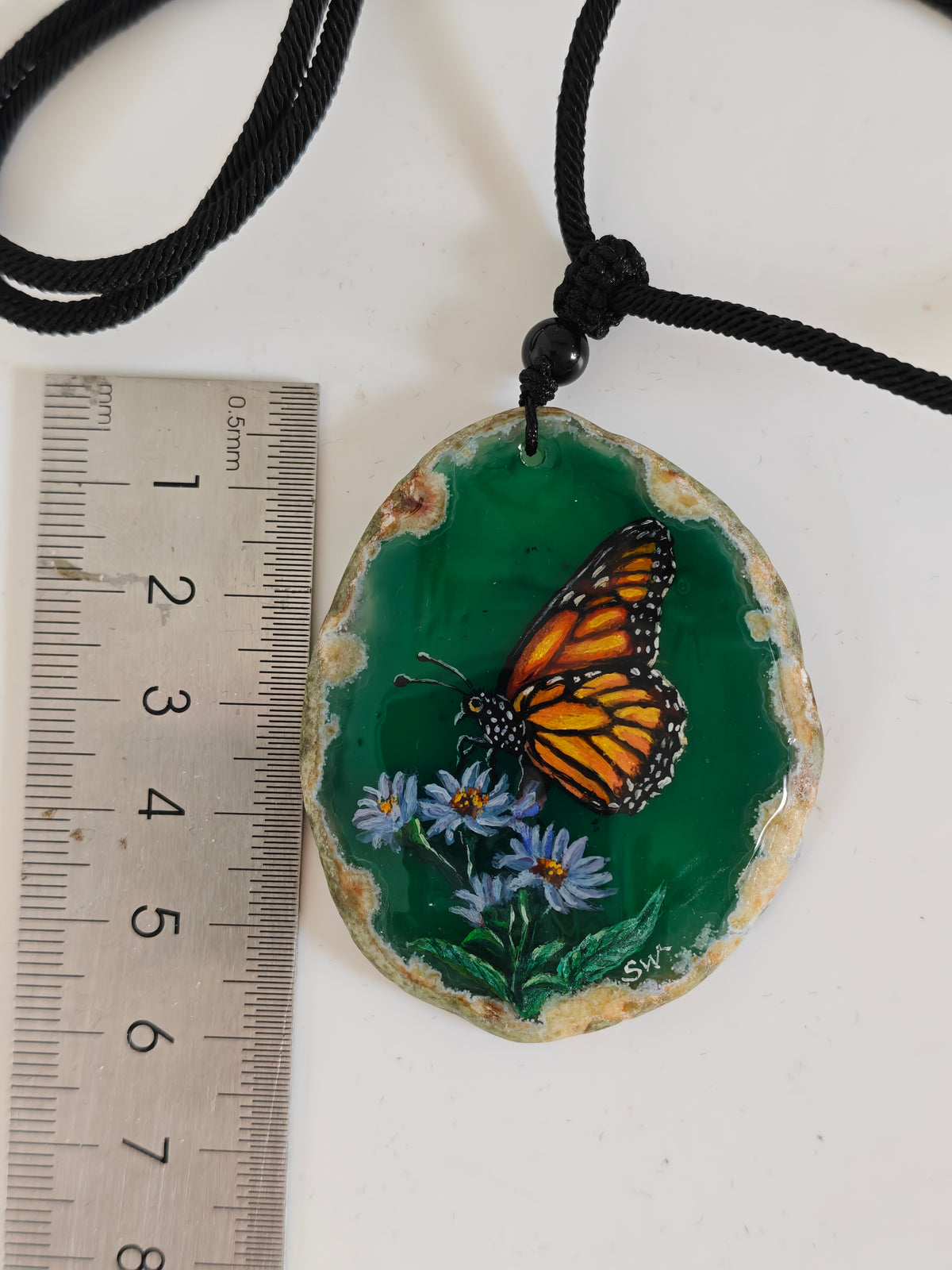 Einzigartige Anhänger /der Schmetterling/Achat/Hand bemalt Juwelen und tragbare Kunst /Natur Schmuck
