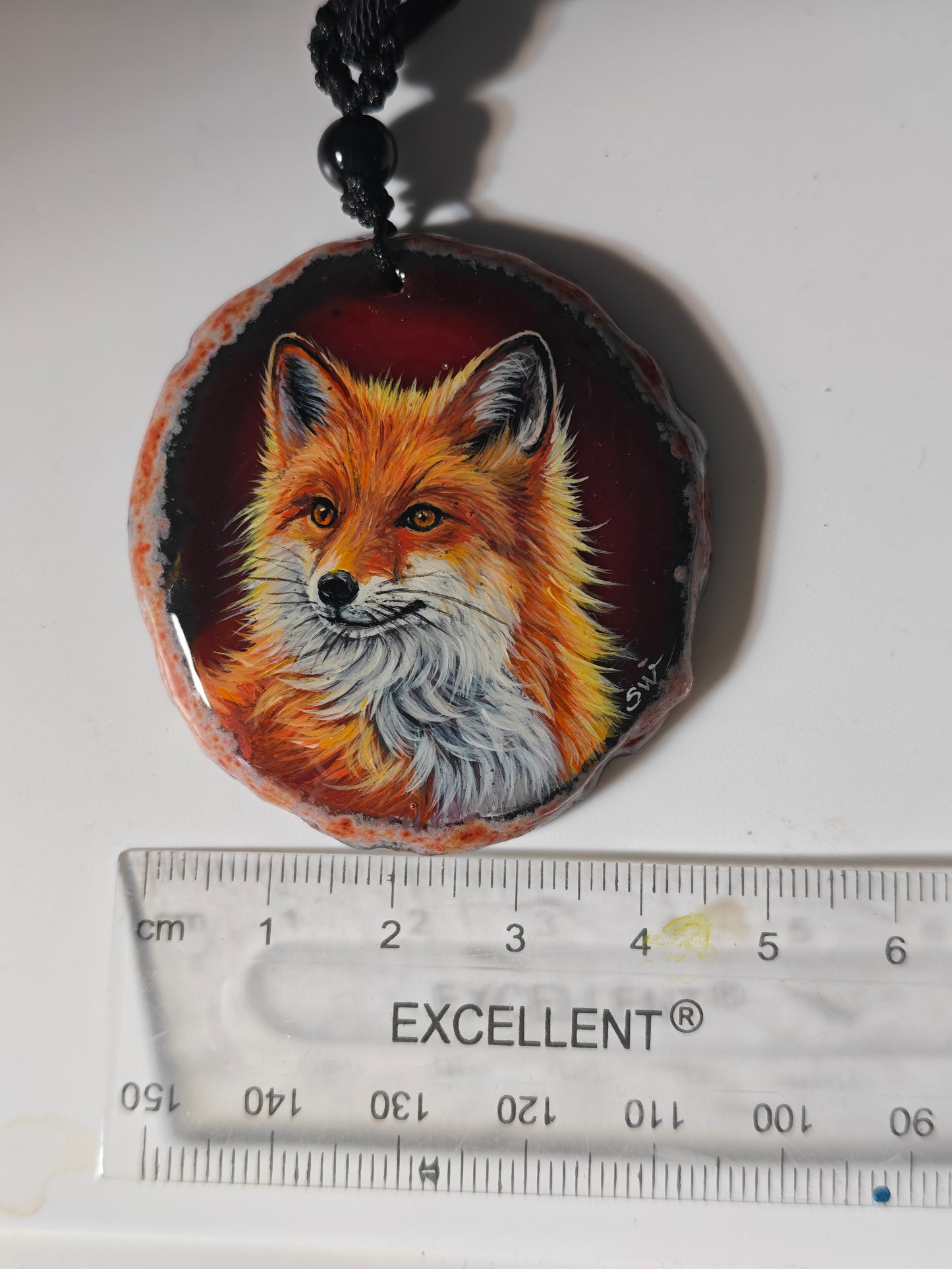 Einzigartige Anhänger /der Fuchs /Achat/Hand bemalt Juwelen und tragbare Kunst /Natur Schmuck