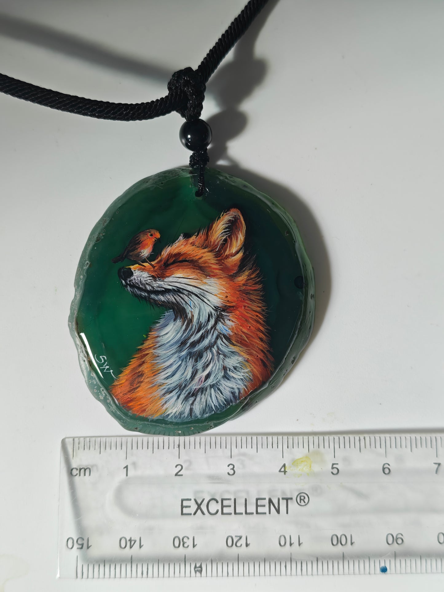 Einzigartige Anhänger /der Fuchs und Schmetterling/Achat/Hand bemalt Juwelen und tragbare Kunst /Natur Schmuck