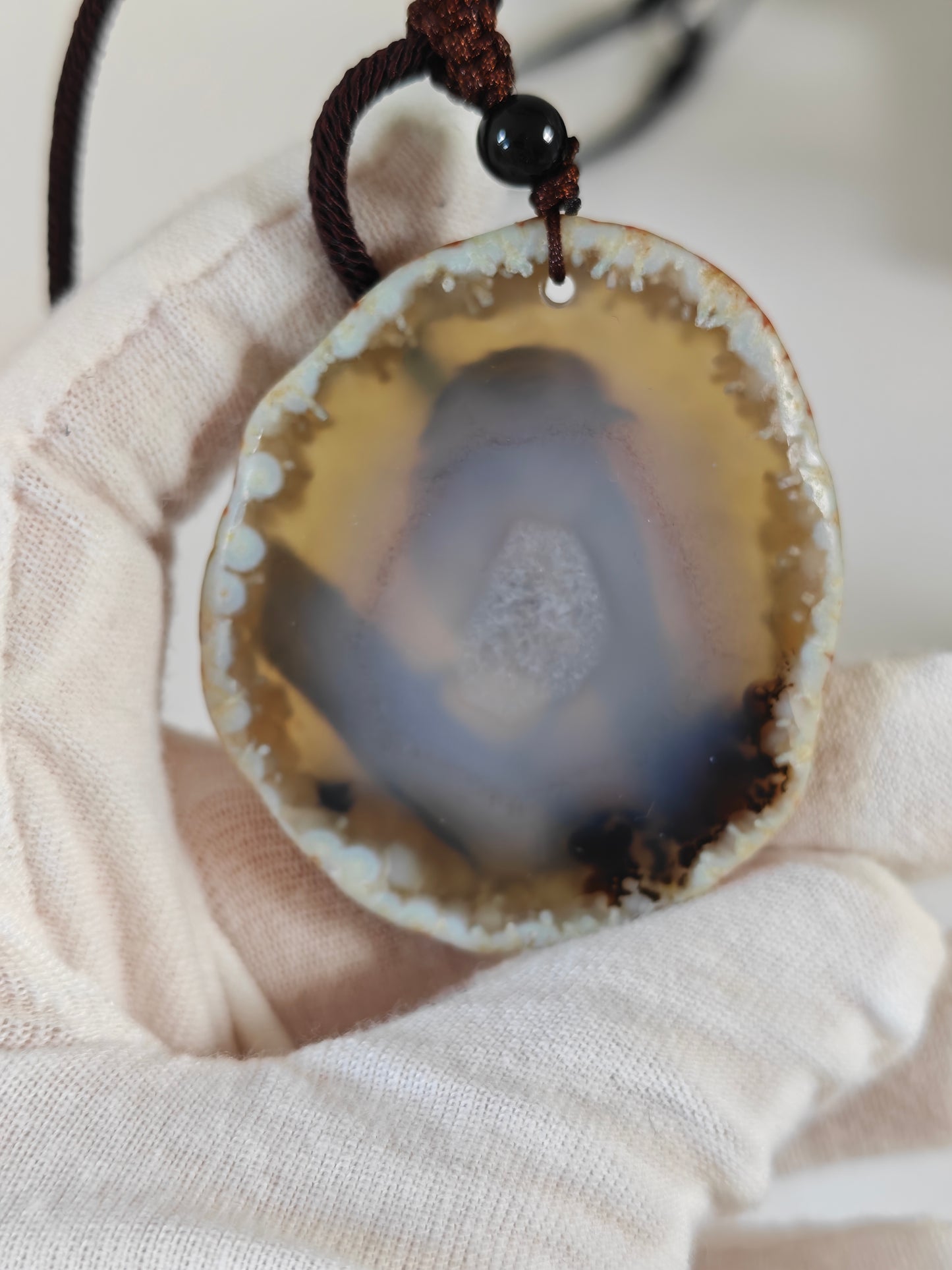 Einzigartige Anhänger /das Rotkehlchen/Achat/Hand bemalt Juwelen und tragbare Kunst /Natur Schmuck