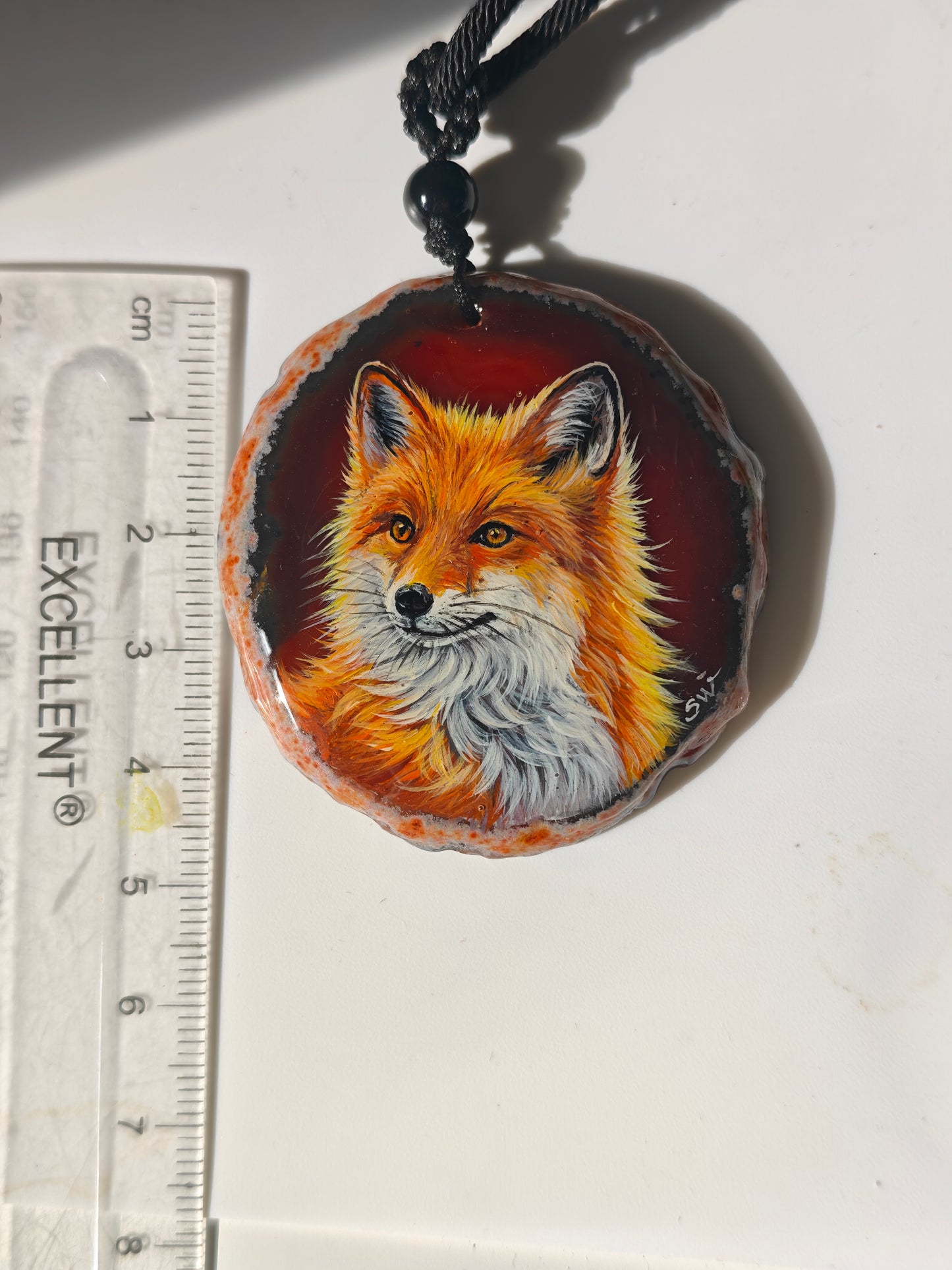 Einzigartige Anhänger /der Fuchs /Achat/Hand bemalt Juwelen und tragbare Kunst /Natur Schmuck