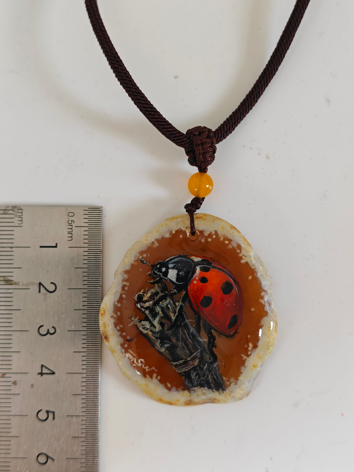 Einzigartige Anhänger /Marienkäfer/Achat/Hand bemalt Juwelen und tragbare Kunst /Natur Schmuck