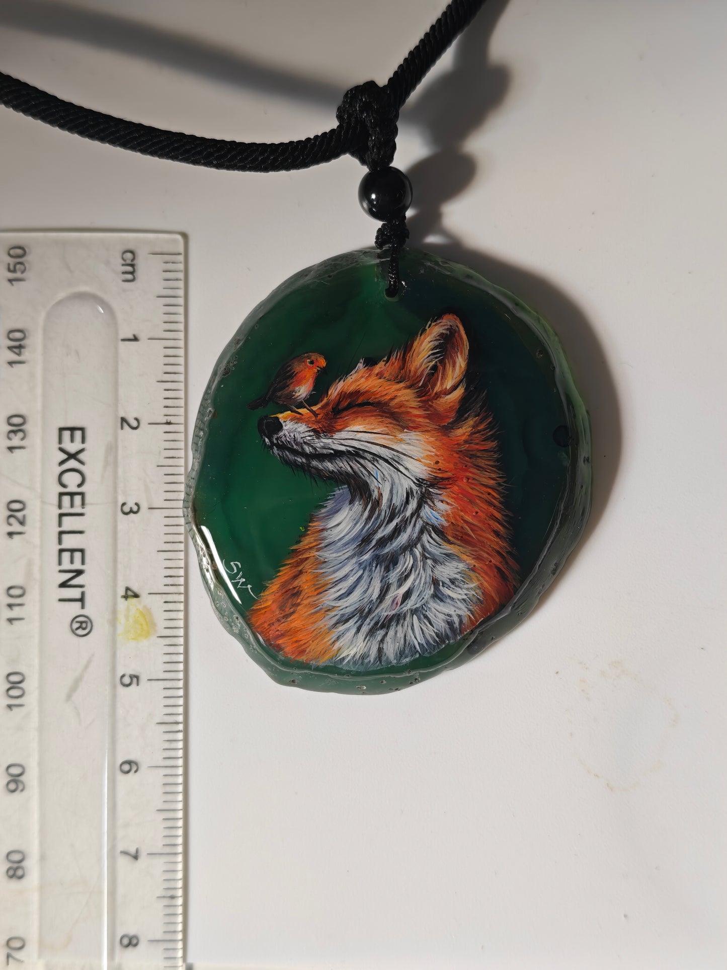 Einzigartige Anhänger /der Fuchs und Schmetterling/Achat/Hand bemalt Juwelen und tragbare Kunst /Natur Schmuck