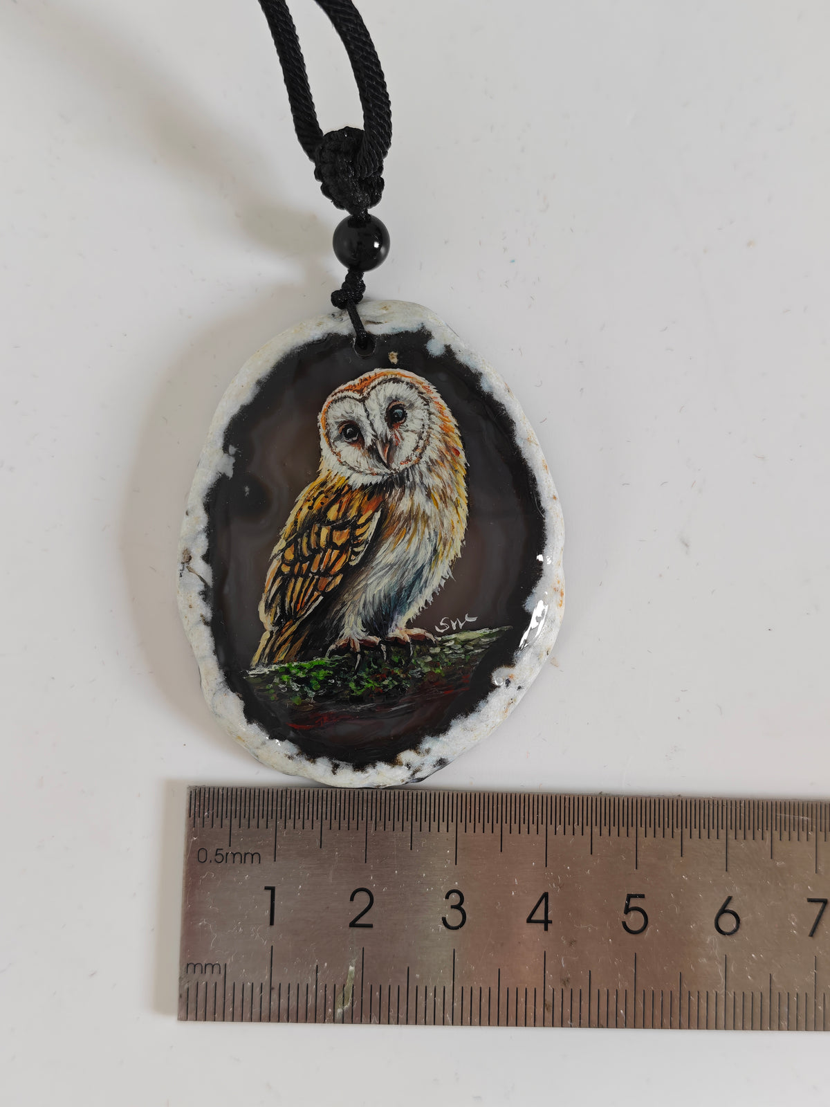 Einzigartige Anhänger /der Eule/Achat/Hand bemalt Juwelen und tragbare Kunst /Natur Schmuck