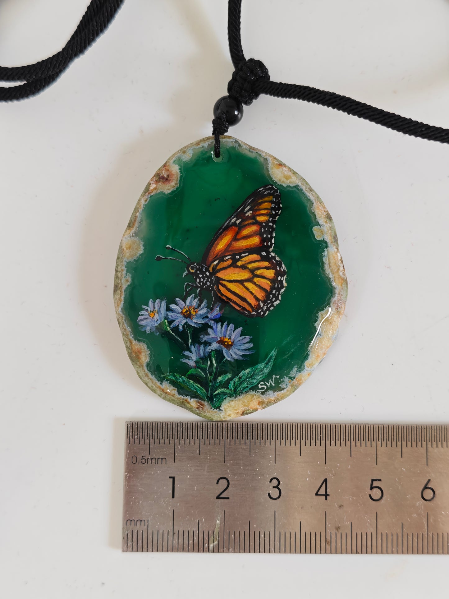 Einzigartige Anhänger /der Schmetterling/Achat/Hand bemalt Juwelen und tragbare Kunst /Natur Schmuck