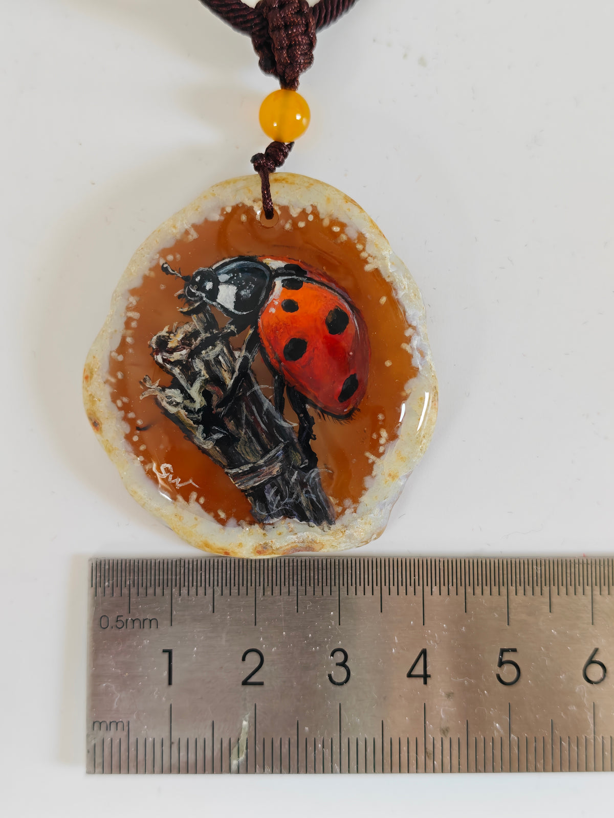 Einzigartige Anhänger /Marienkäfer/Achat/Hand bemalt Juwelen und tragbare Kunst /Natur Schmuck